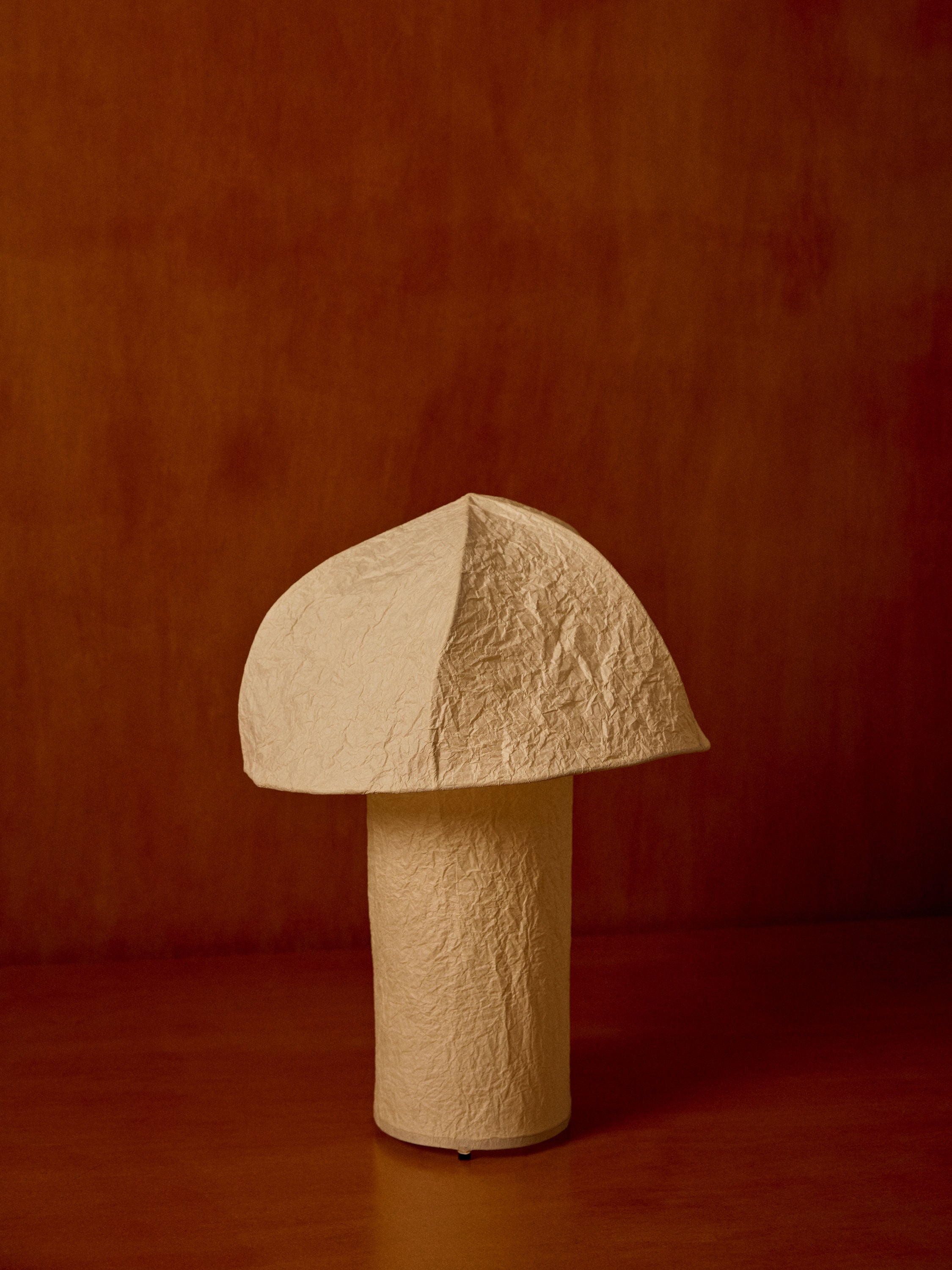 Wynn' Paper Table Lamp — side view highlighting textured paper shade