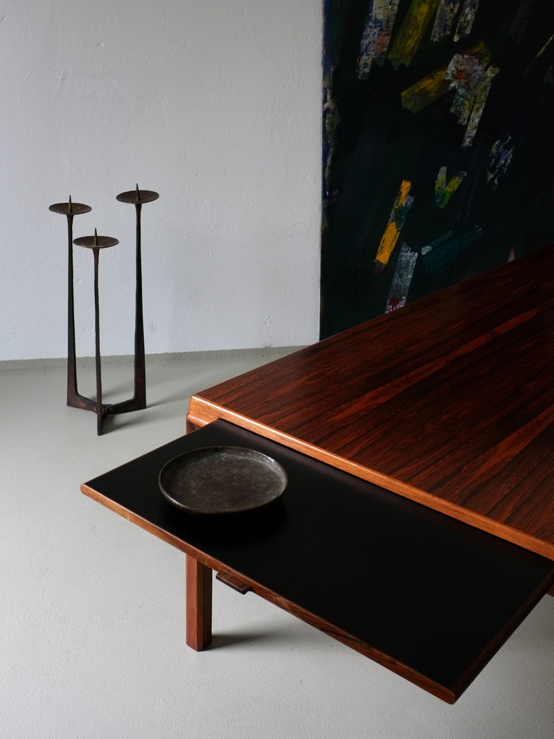 Johannes Andersen rosewood coffee table with ceramic bowl detail