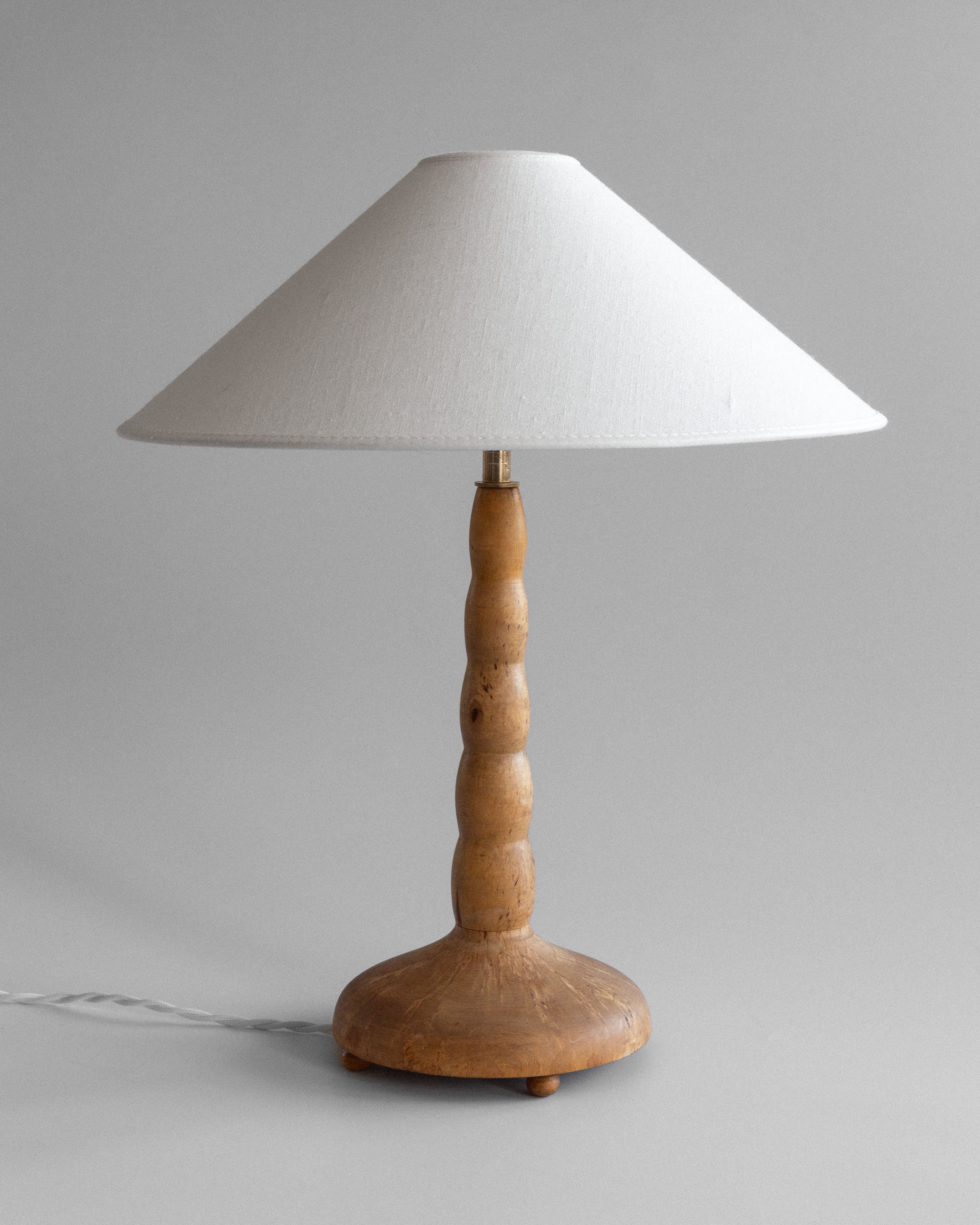 Turned Birch Table Lamp, Sweden