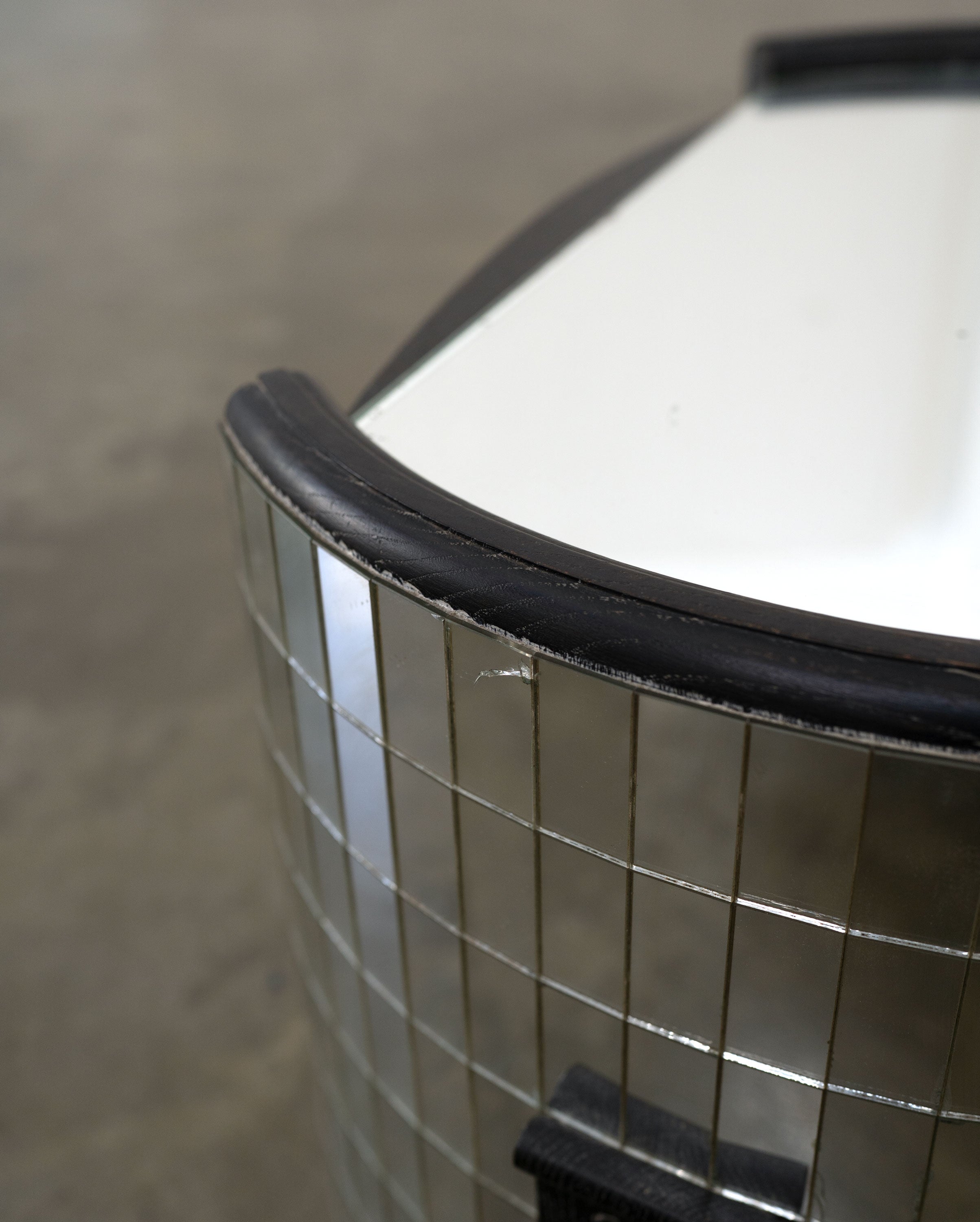 Ebonised Oak and Mirror Mosaic Side Table