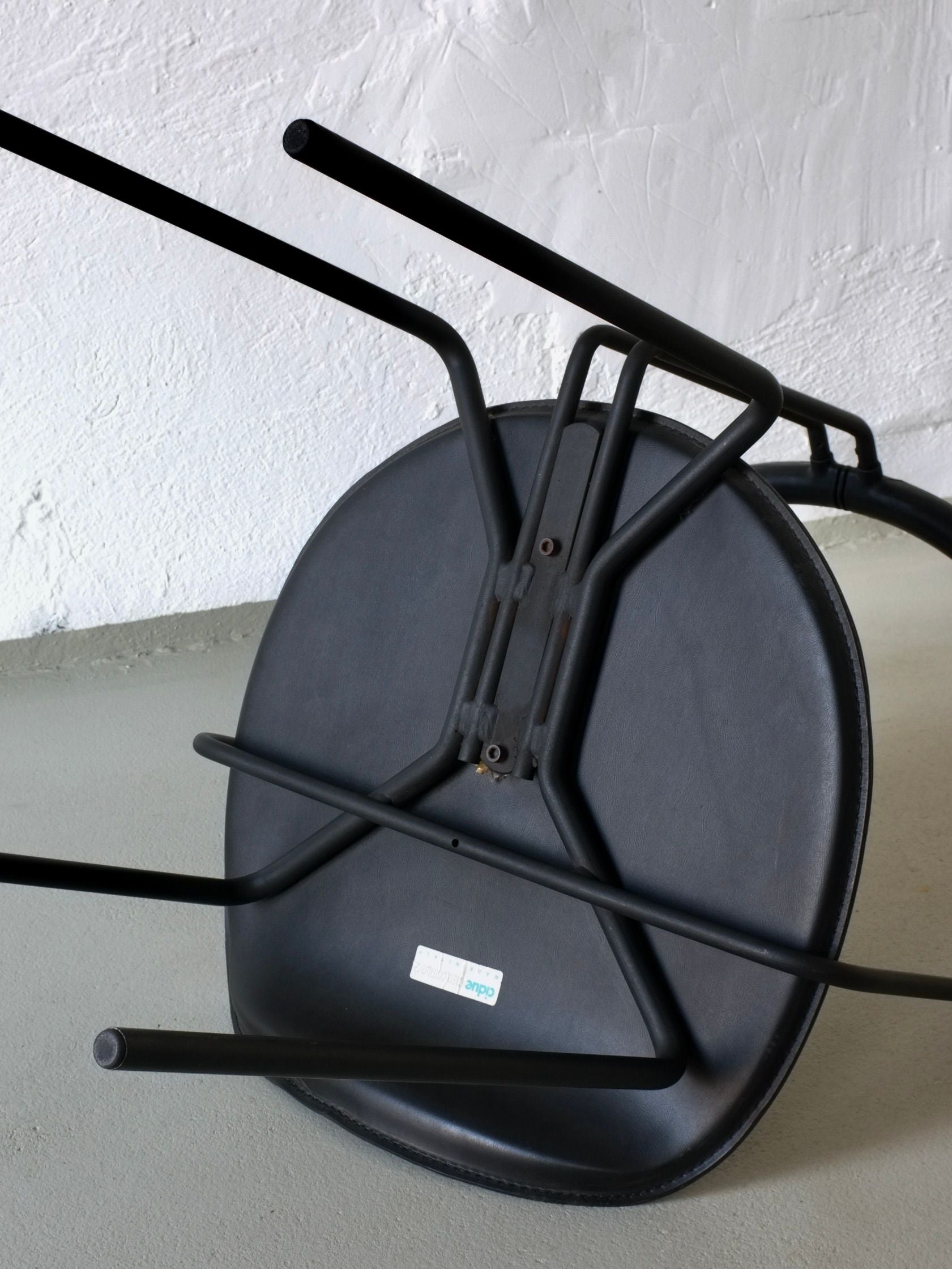 4 Postmodern Black Leather Armchairs from Cidue, Italy, 1990s
