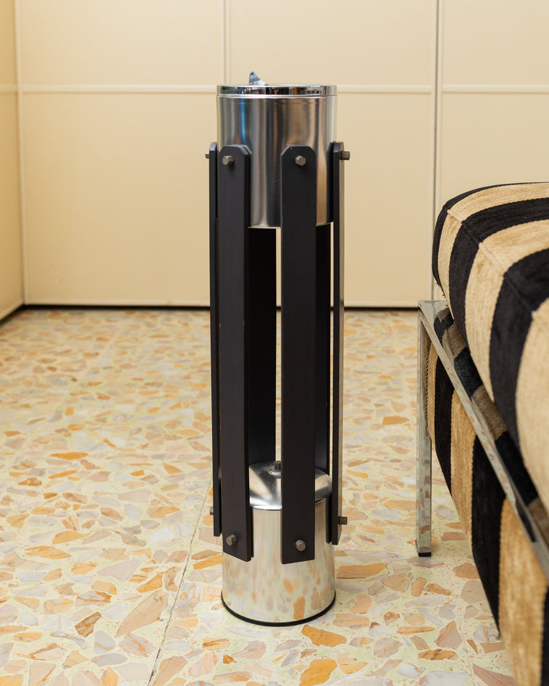 Vintage metal floor ashtray with black stand, Italy 1970s