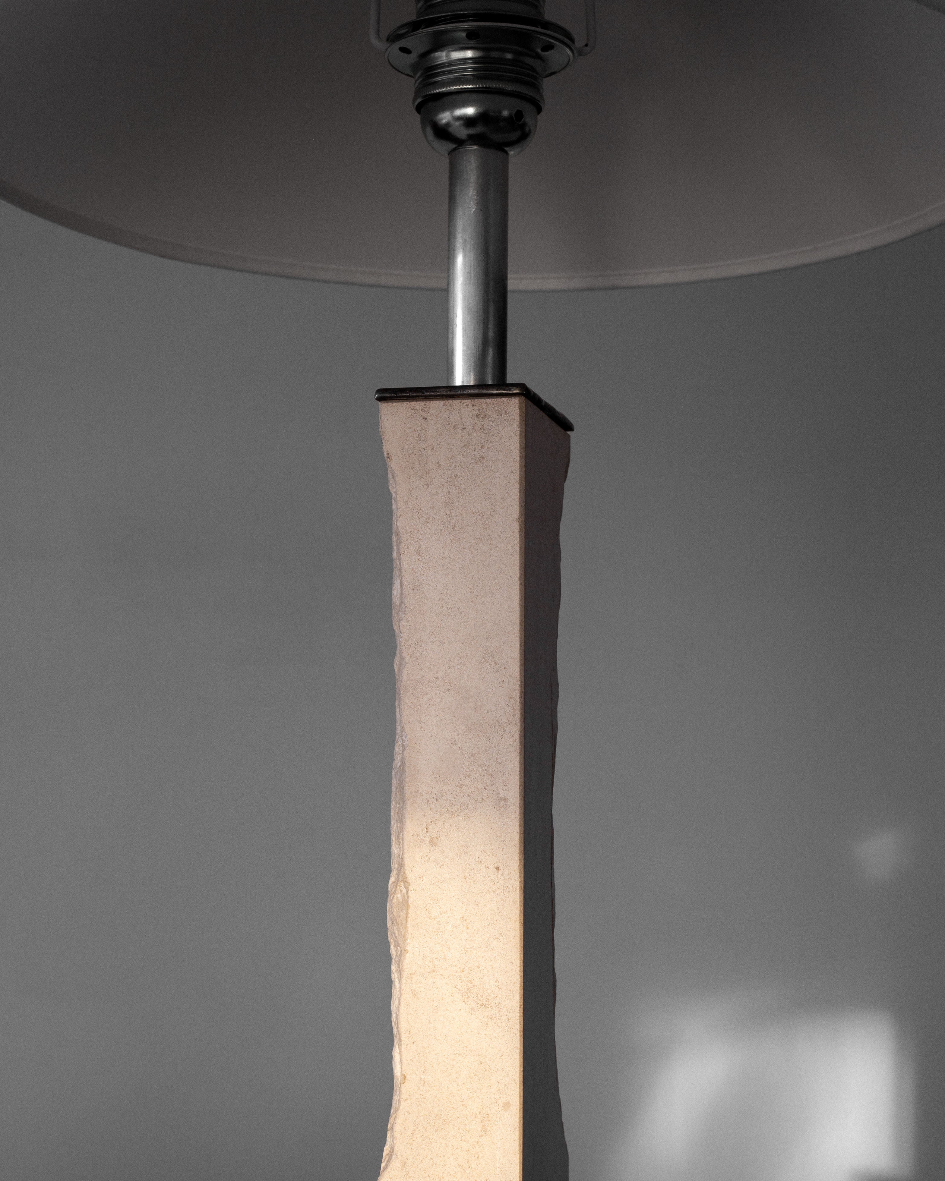 Modernist Travertine and Metal Table Lamp