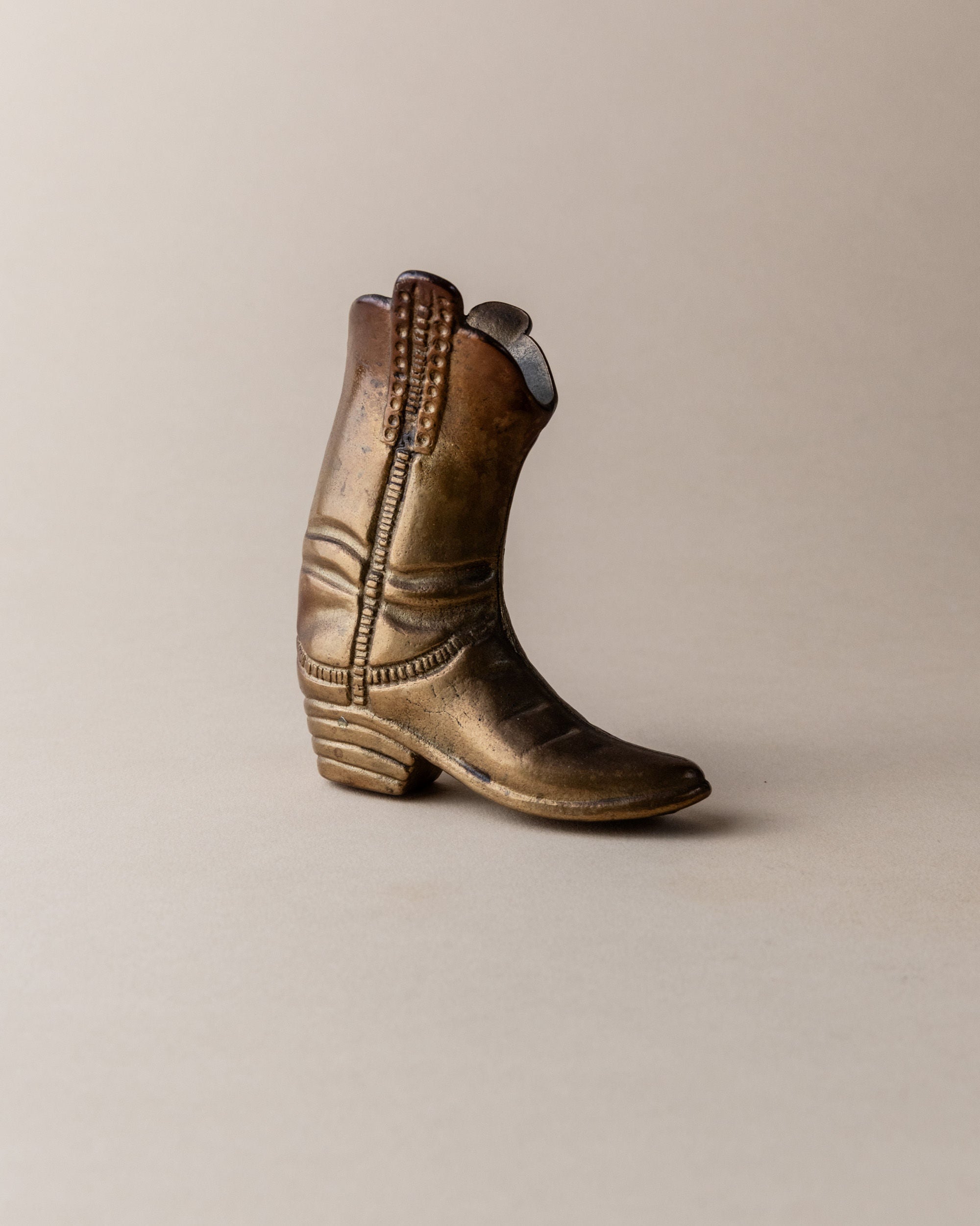 Brass Cowboy Boot Candle Holder, Italy 1980s