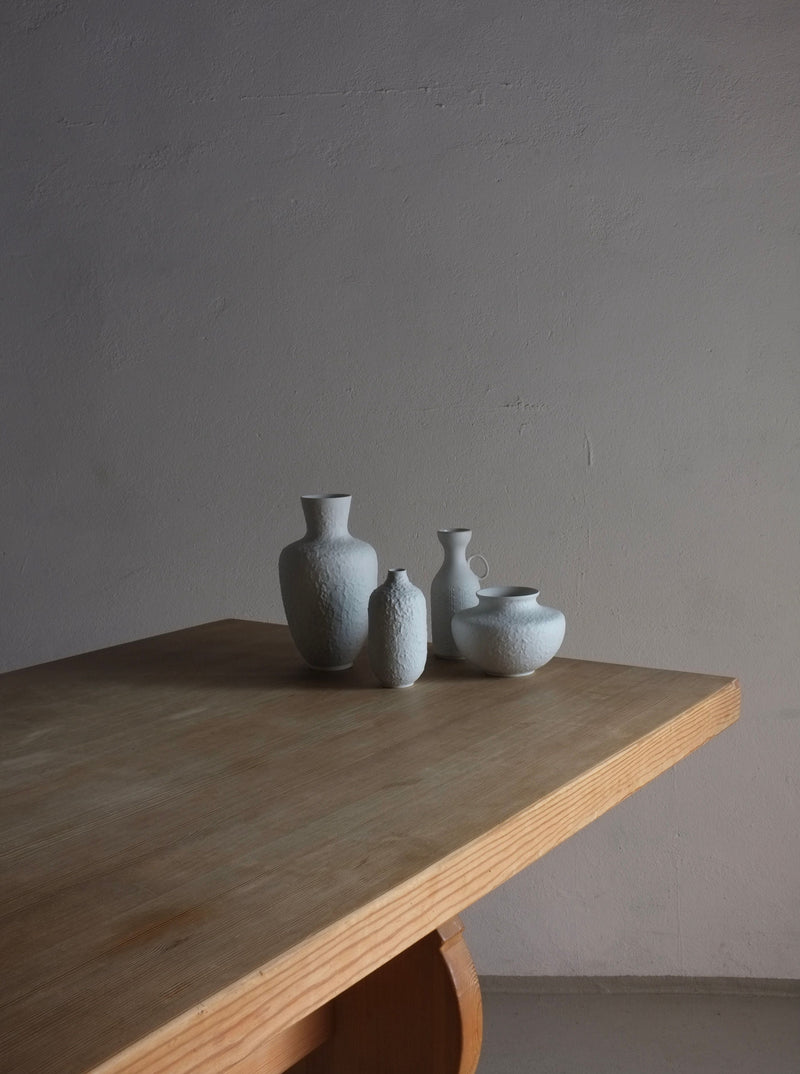 Set of 4 vintage White Biscuit Porcelain Vases made in West Germany