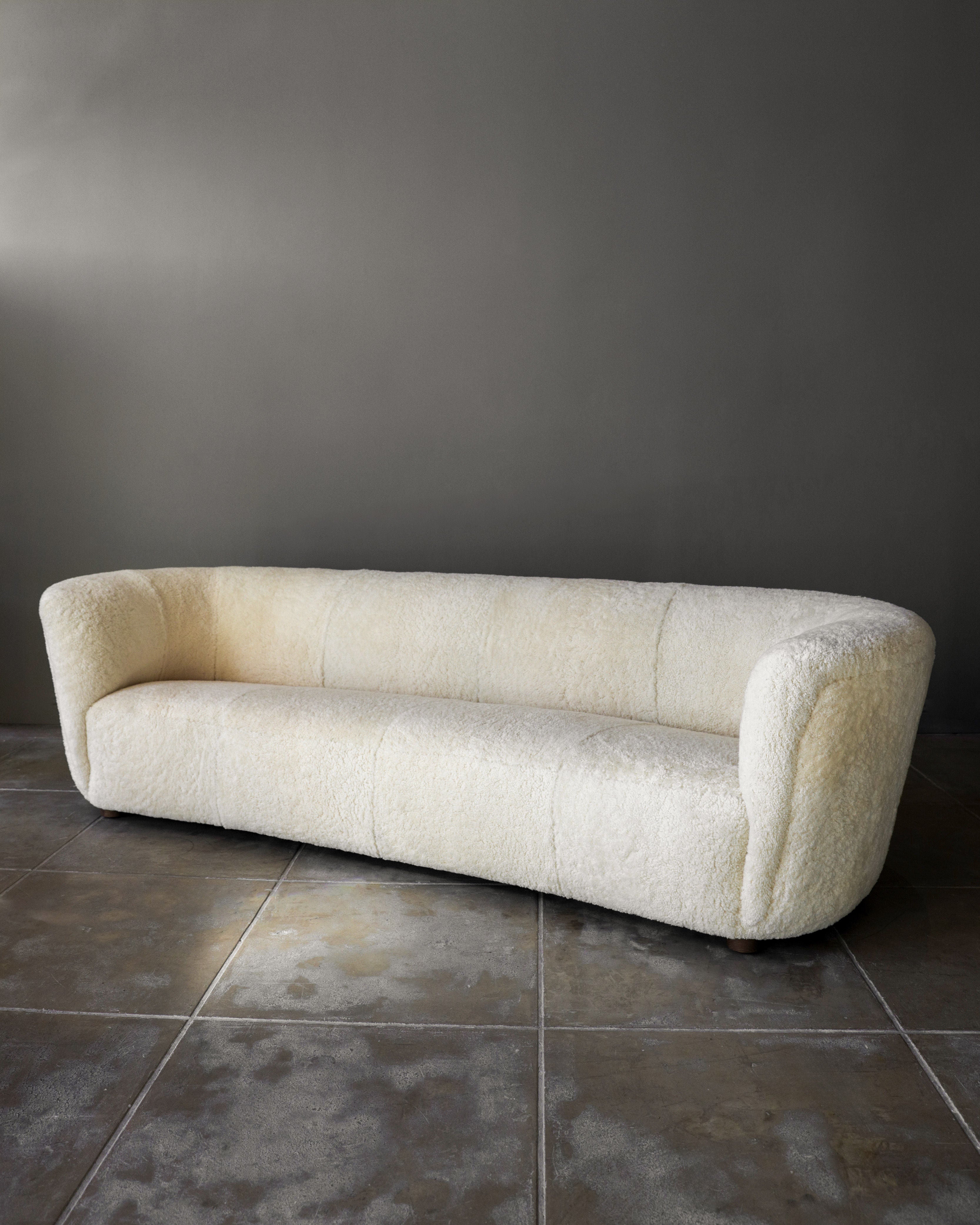 Fritz Hansen Sofa in Shearling by Studio OSKLO | The Oblist Fritz Hansen Sofa in Shearling by Studio OSKLO | The Oblist