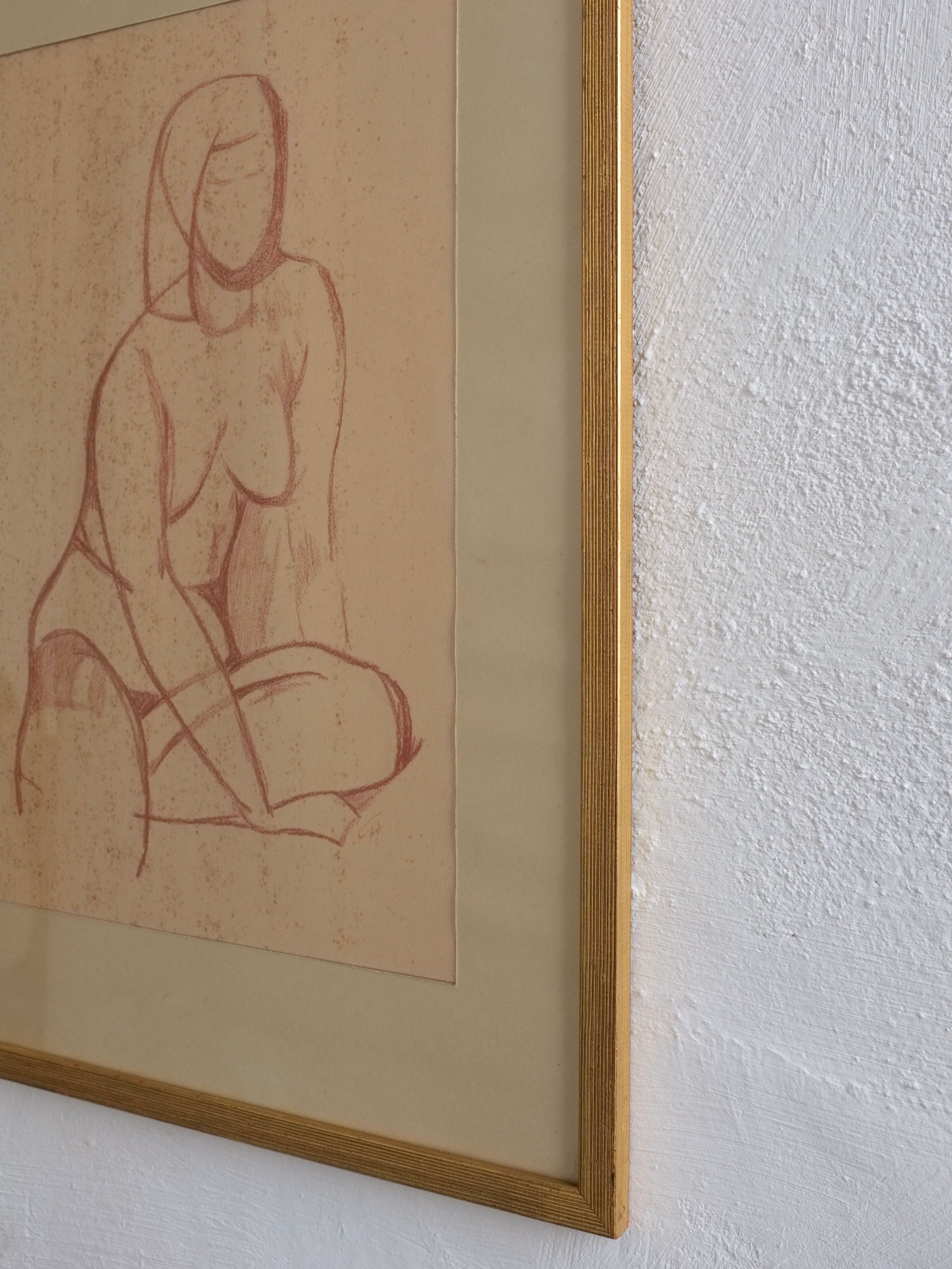 Modernist Nude Drawing by Gustaf Höglund, 1960s