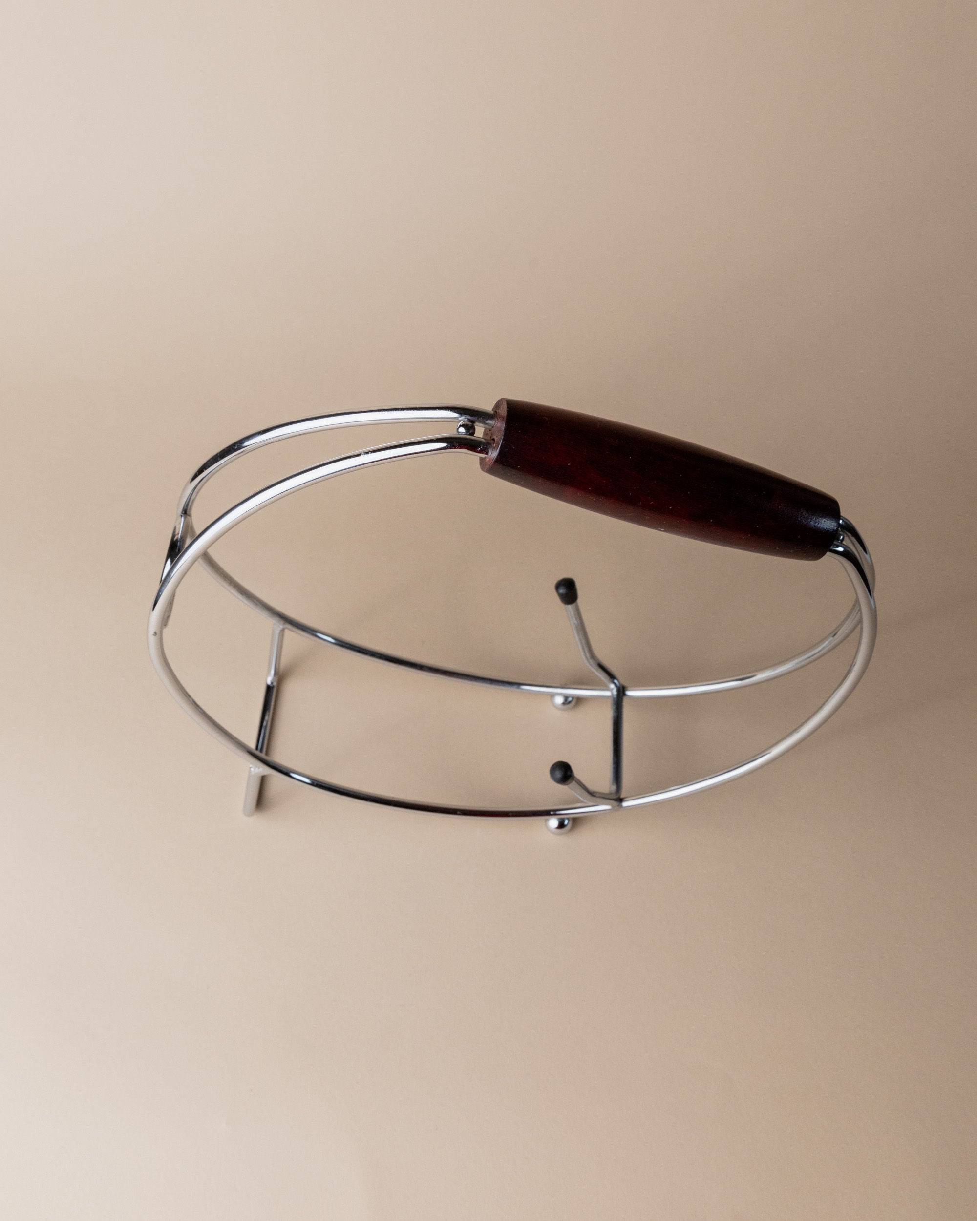 Chrome Bottle Holder with Wood Handle 1980s