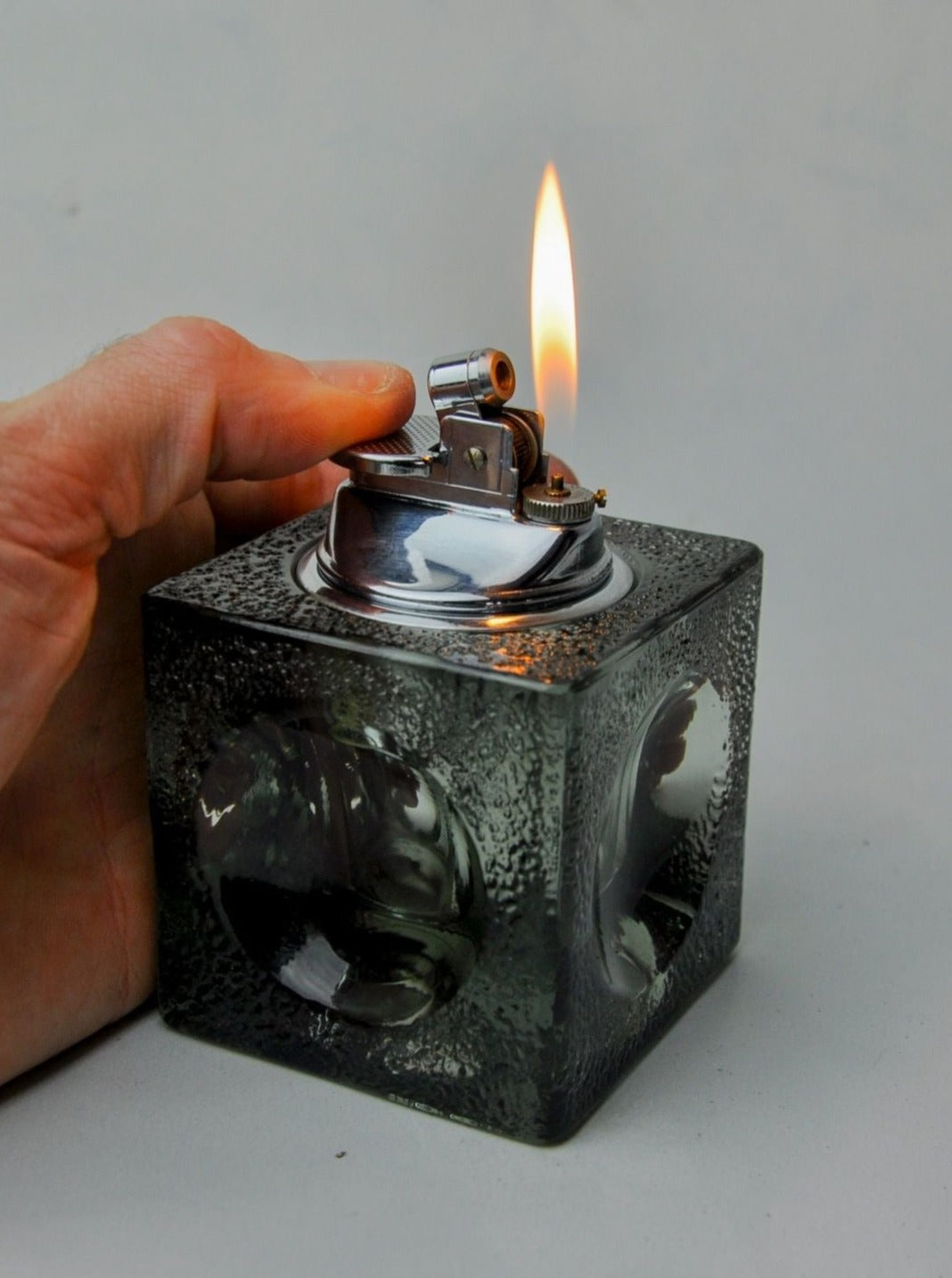 Ice Cube Lighter Antonio Imperatore Black Murano Glass