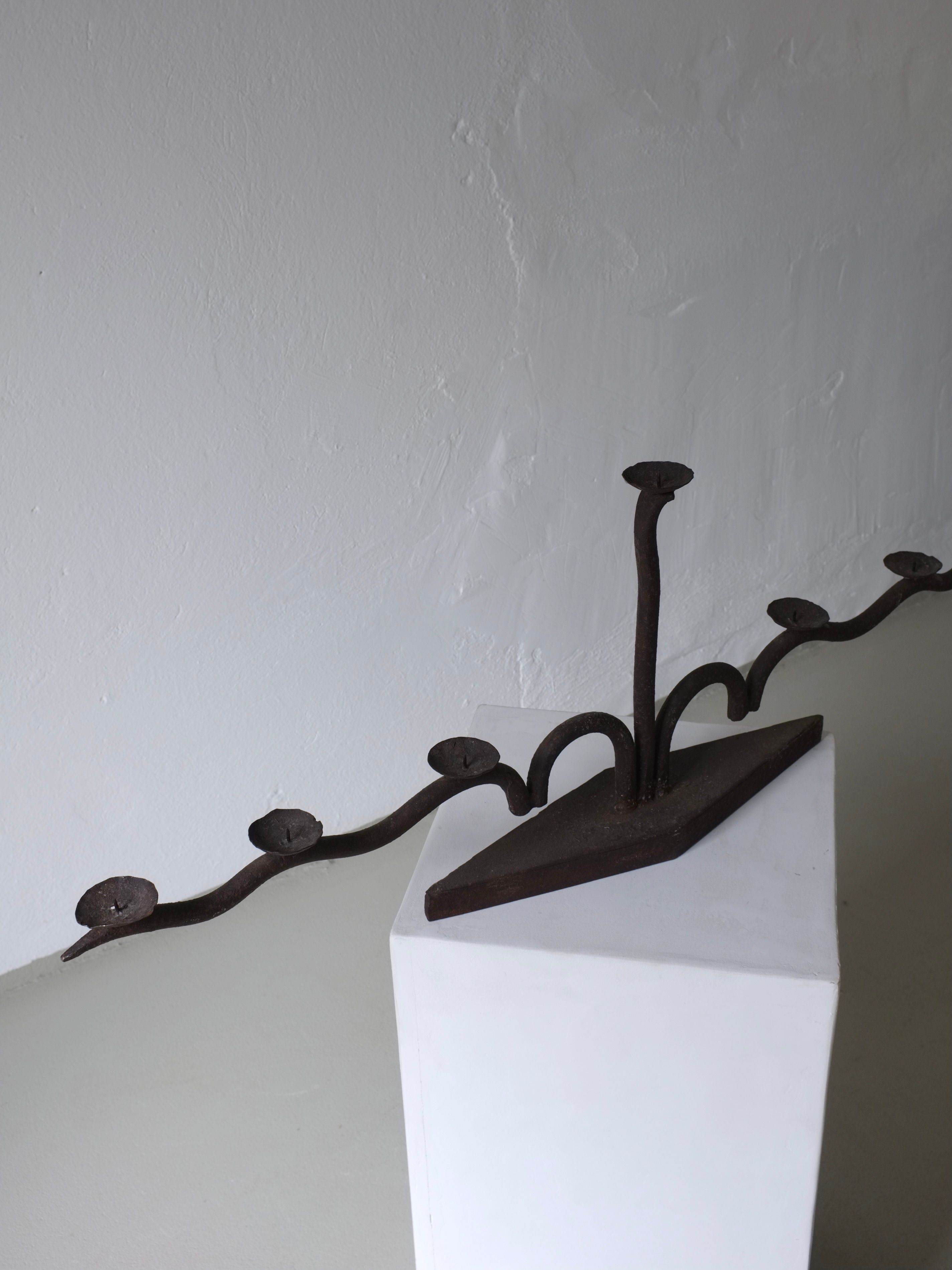 Large Brutalist Wrought Iron Candelabra, 1960s