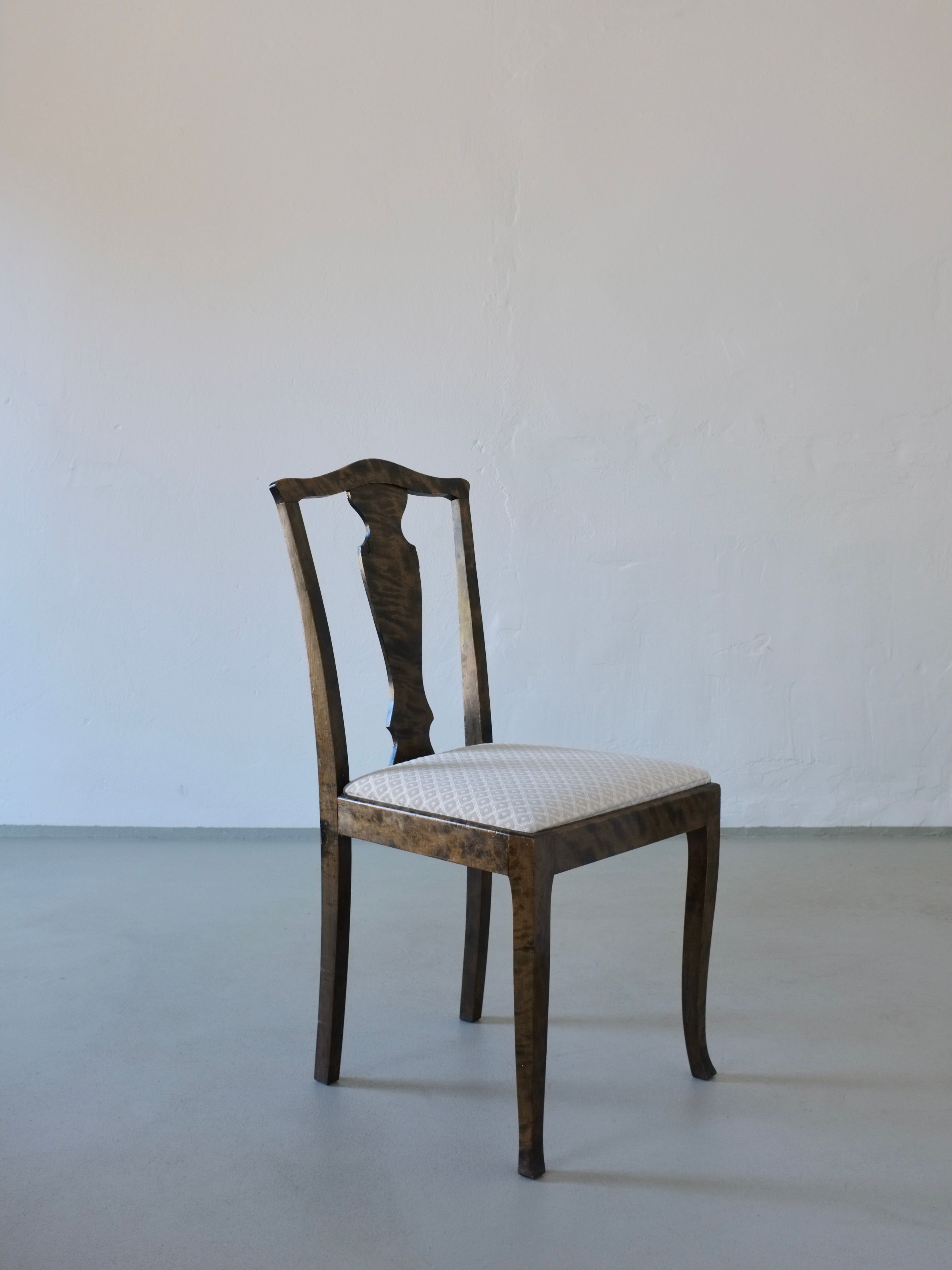 Swedish Grace Satin Birch Dining Chairs, Set of 6, 1920s