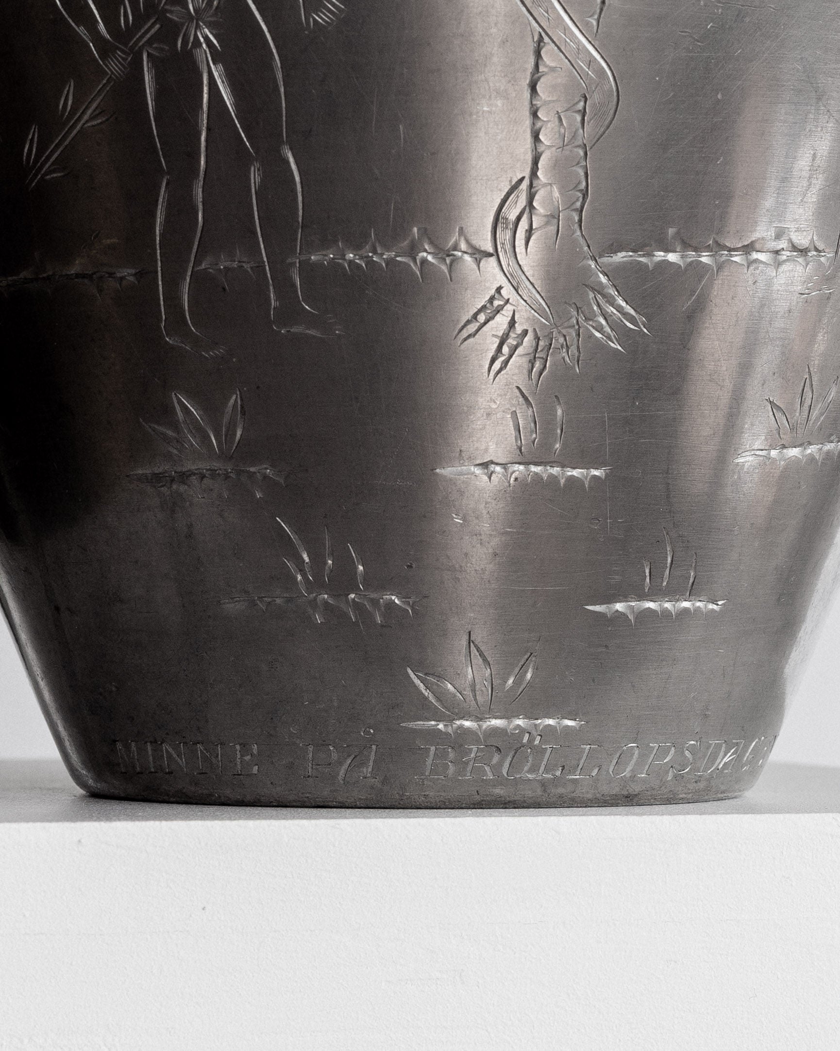 Large Swedish Art Deco Adam & Eve Pewter Amphora, 1930s