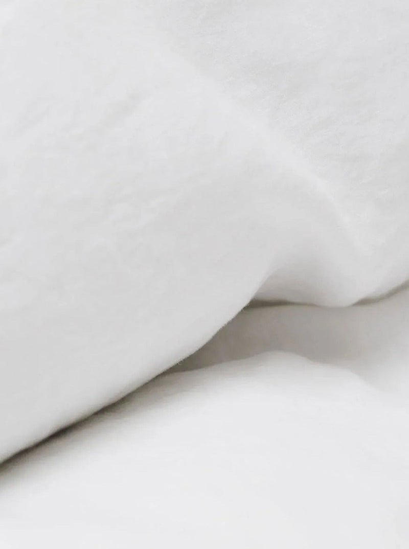 White Washed Linen Bed Set — close-up of soft linen texture