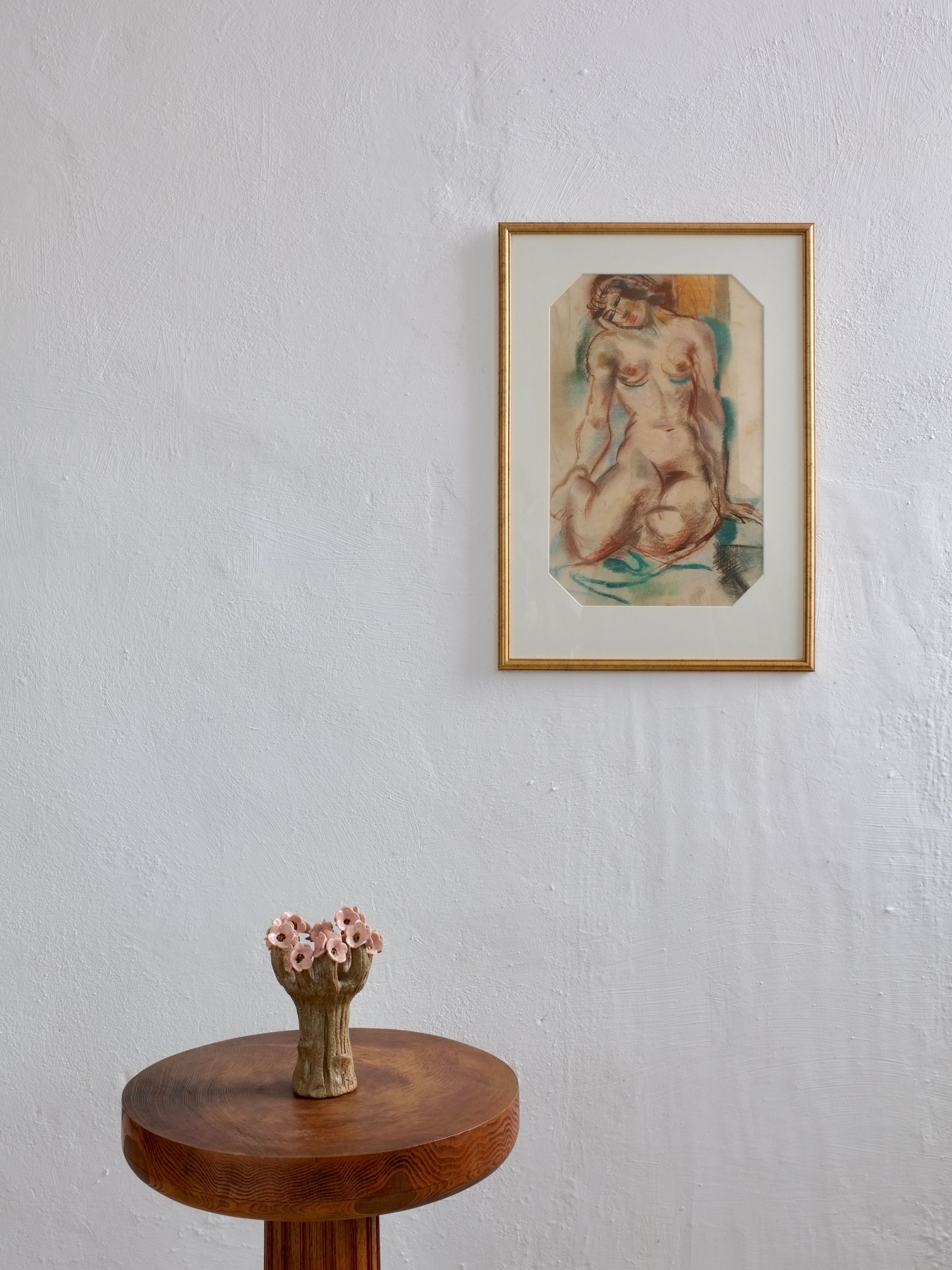 Nude Study Pastel Drawing by Jules Schyl, 1943