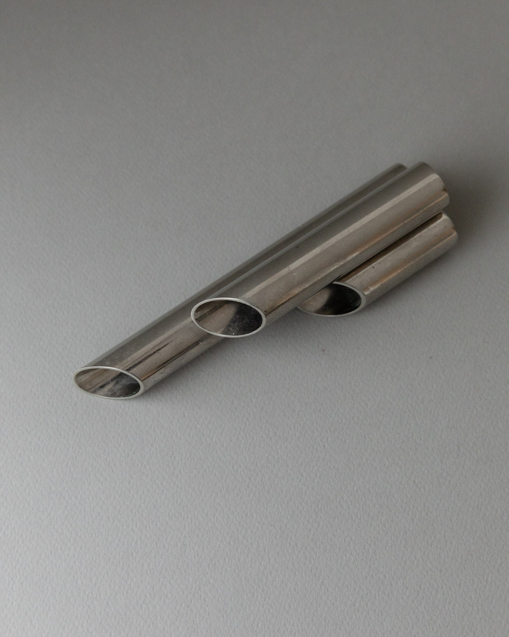 Stainless Steel Candle Holder, Italy 1970s
