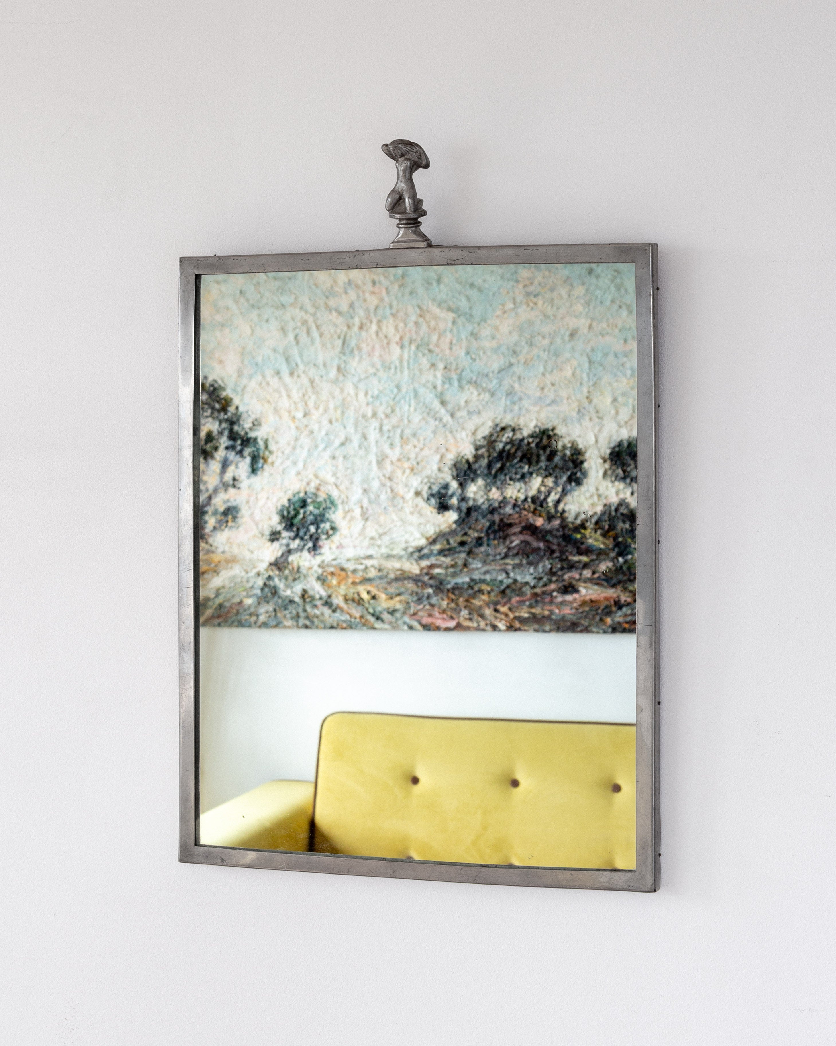 1930s Swedish Art Deco Pewter Mirror