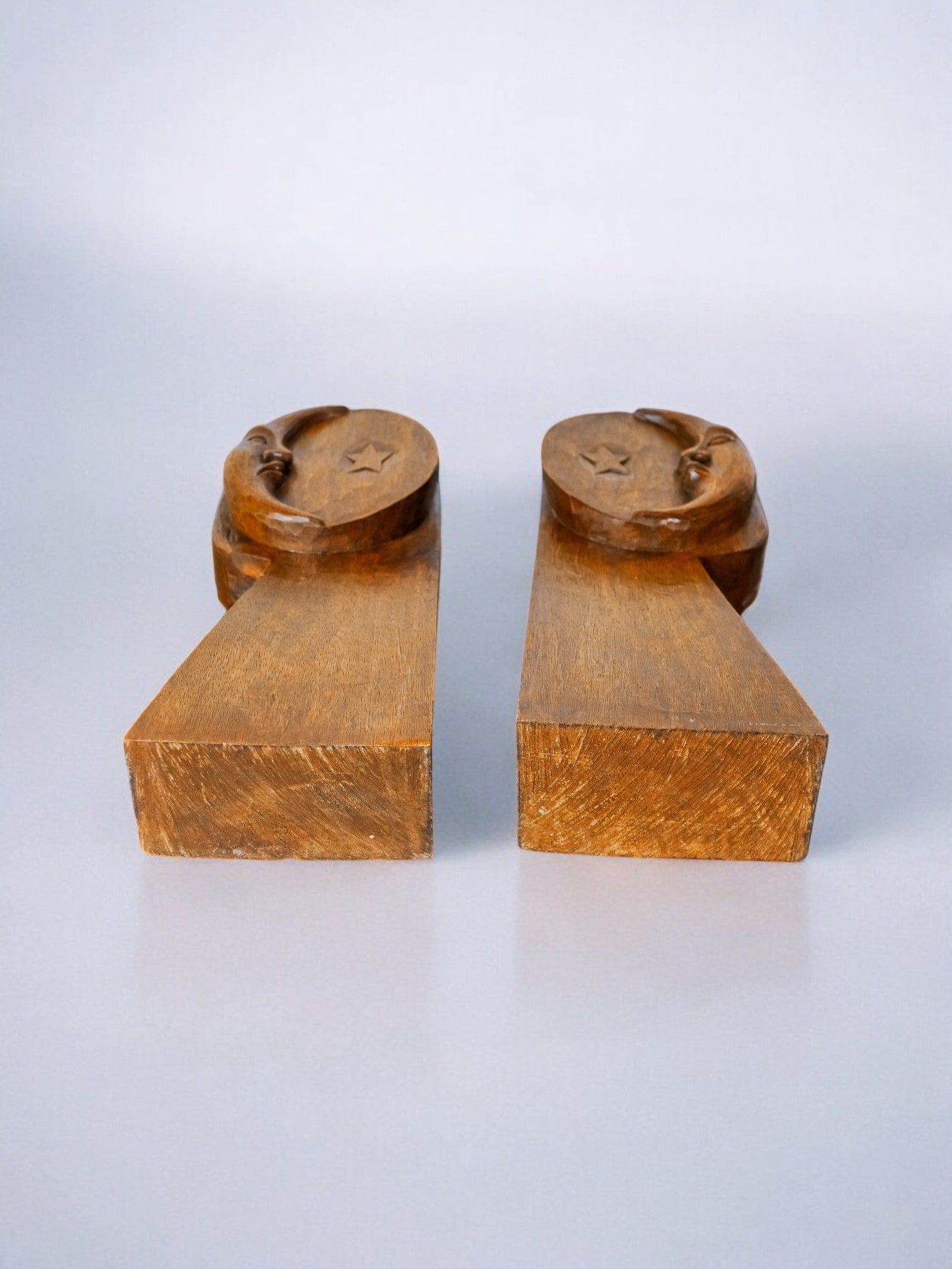 Carved Wood Bookends, France, 1960s