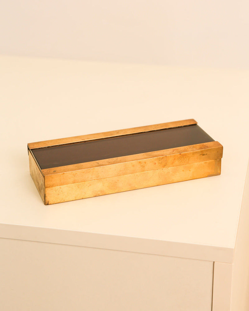 Italian brass and glass decorative box from the 1960s
