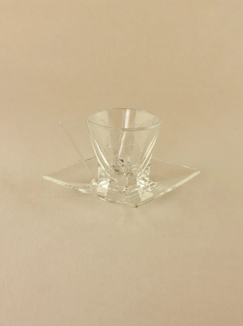 Set of elegant crystal espresso cups, perfect for enjoying rich, aromatic coffee