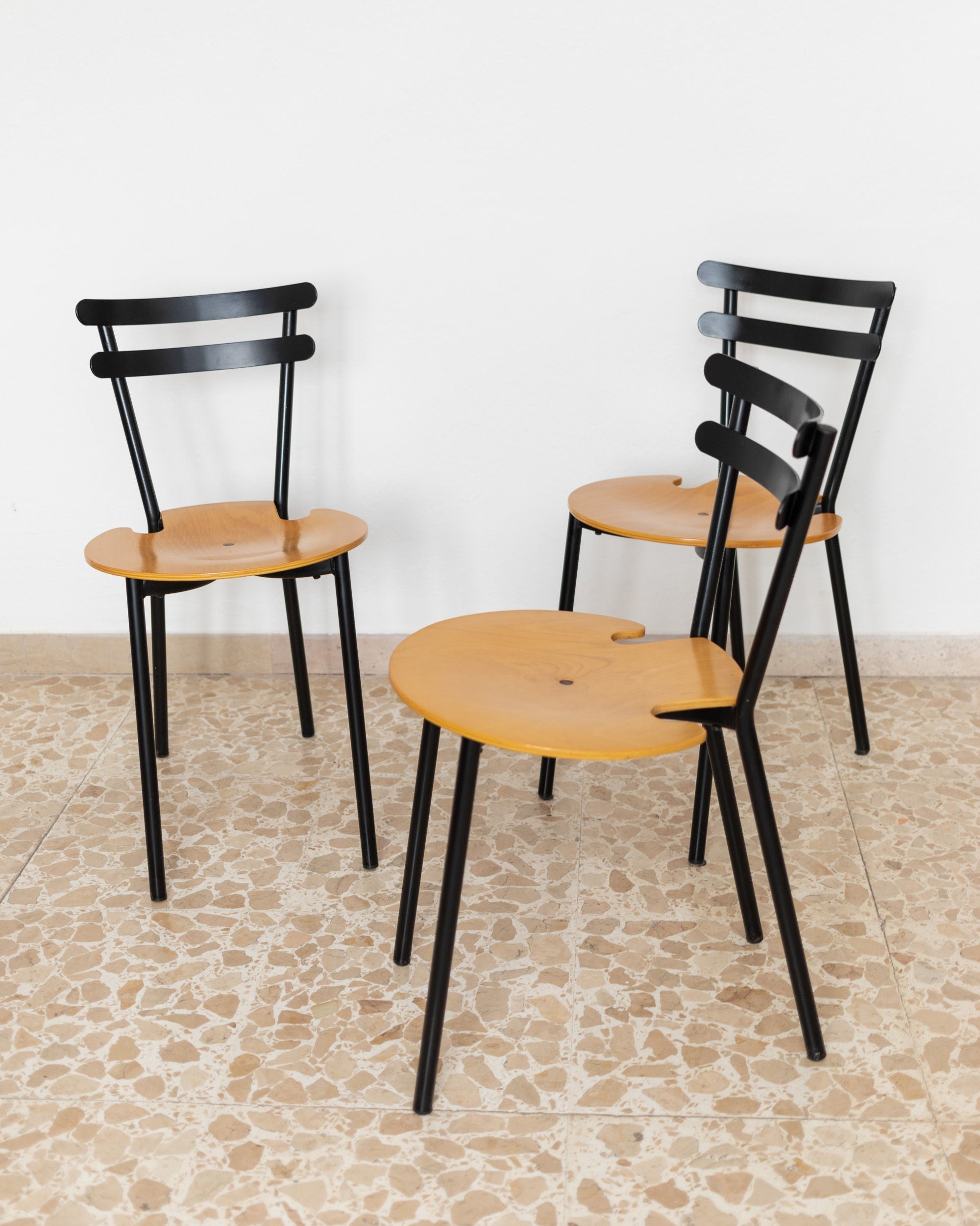 3 Vintage Mid Century Chairs Italy 1970s