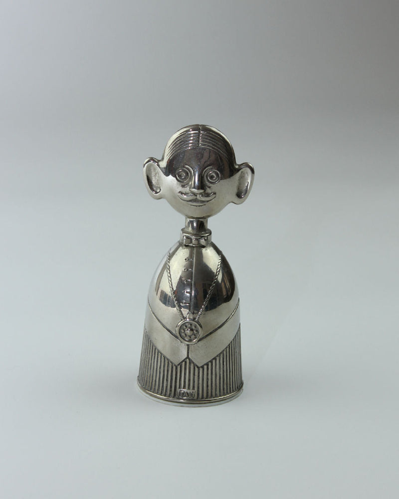 Silver bottle stopper figurine by Aldo Colombo 1980s design