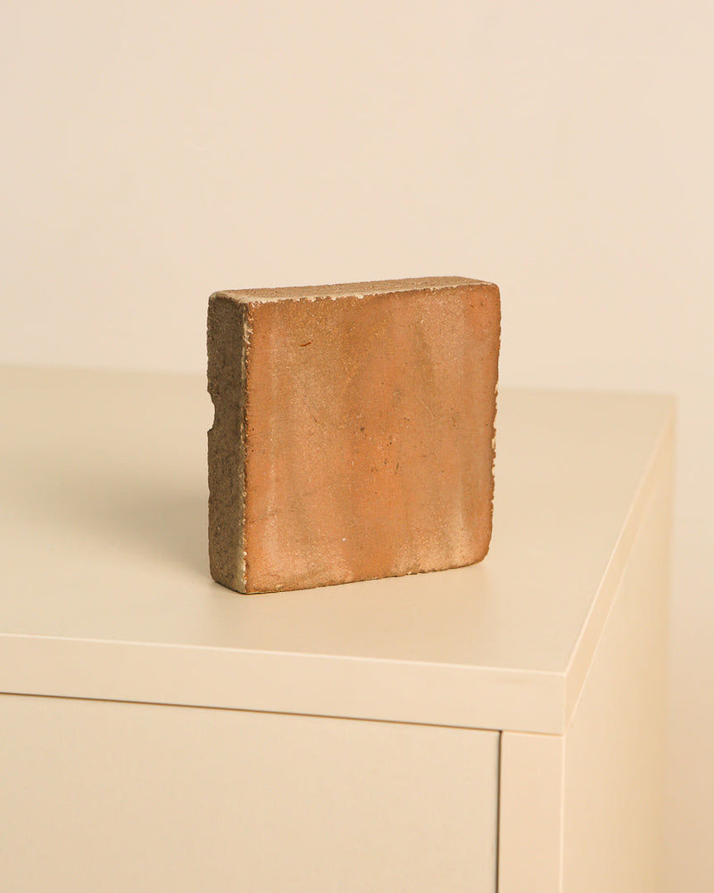 Square Italian ceramic ashtray showing terracotta texture detail