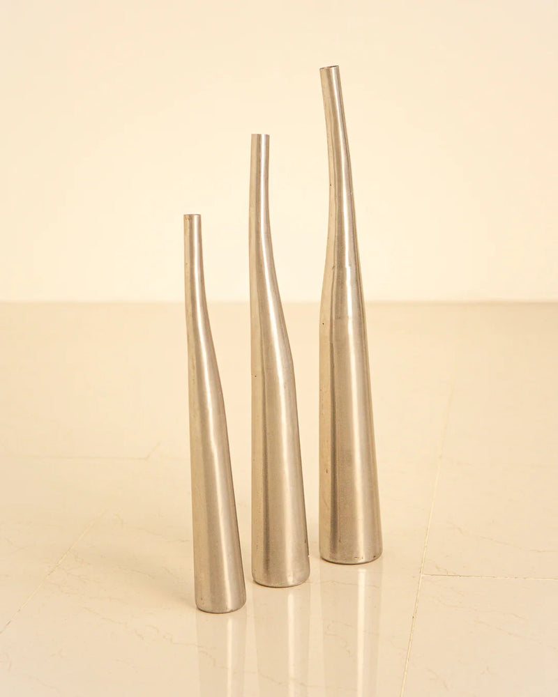 Set of 3 70's Italian floor vases in blue and green colors