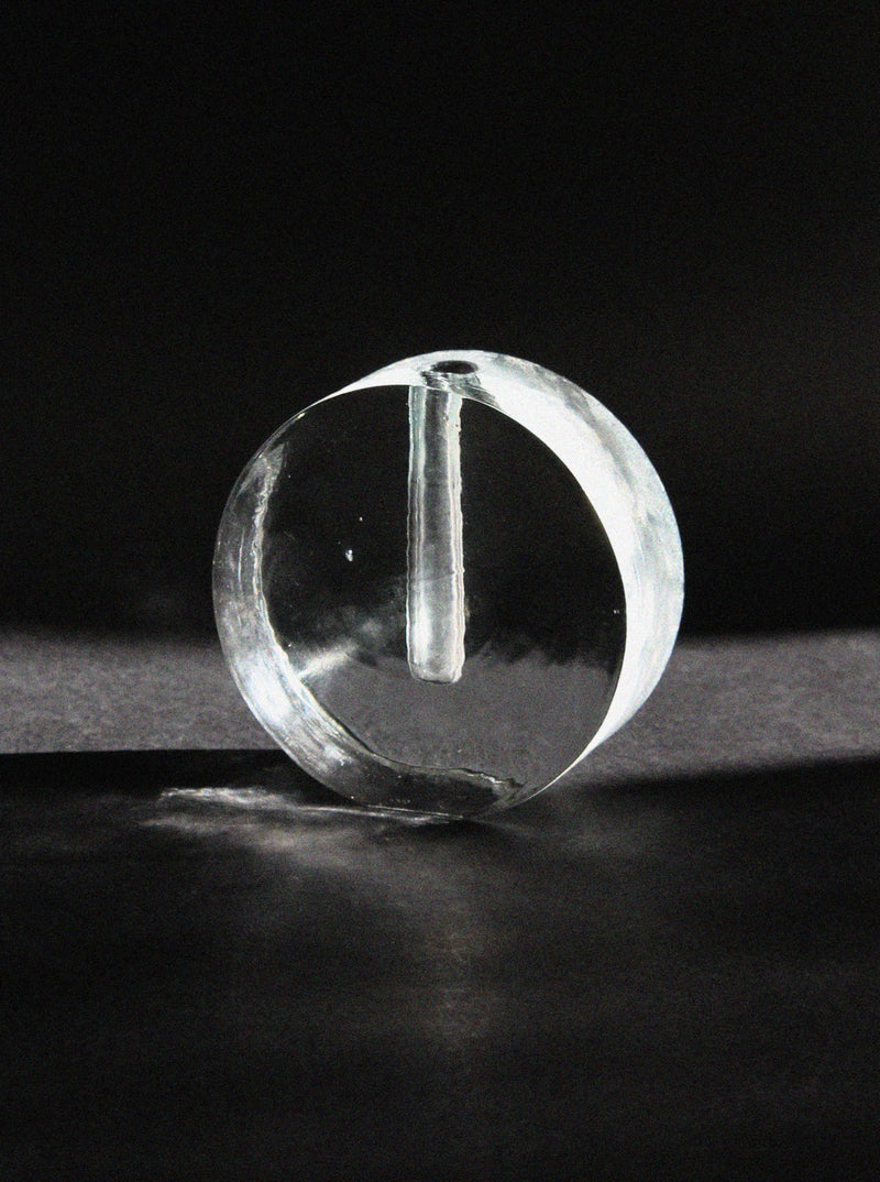 Clear glass solifleur vase with cylindrical center tube detail
