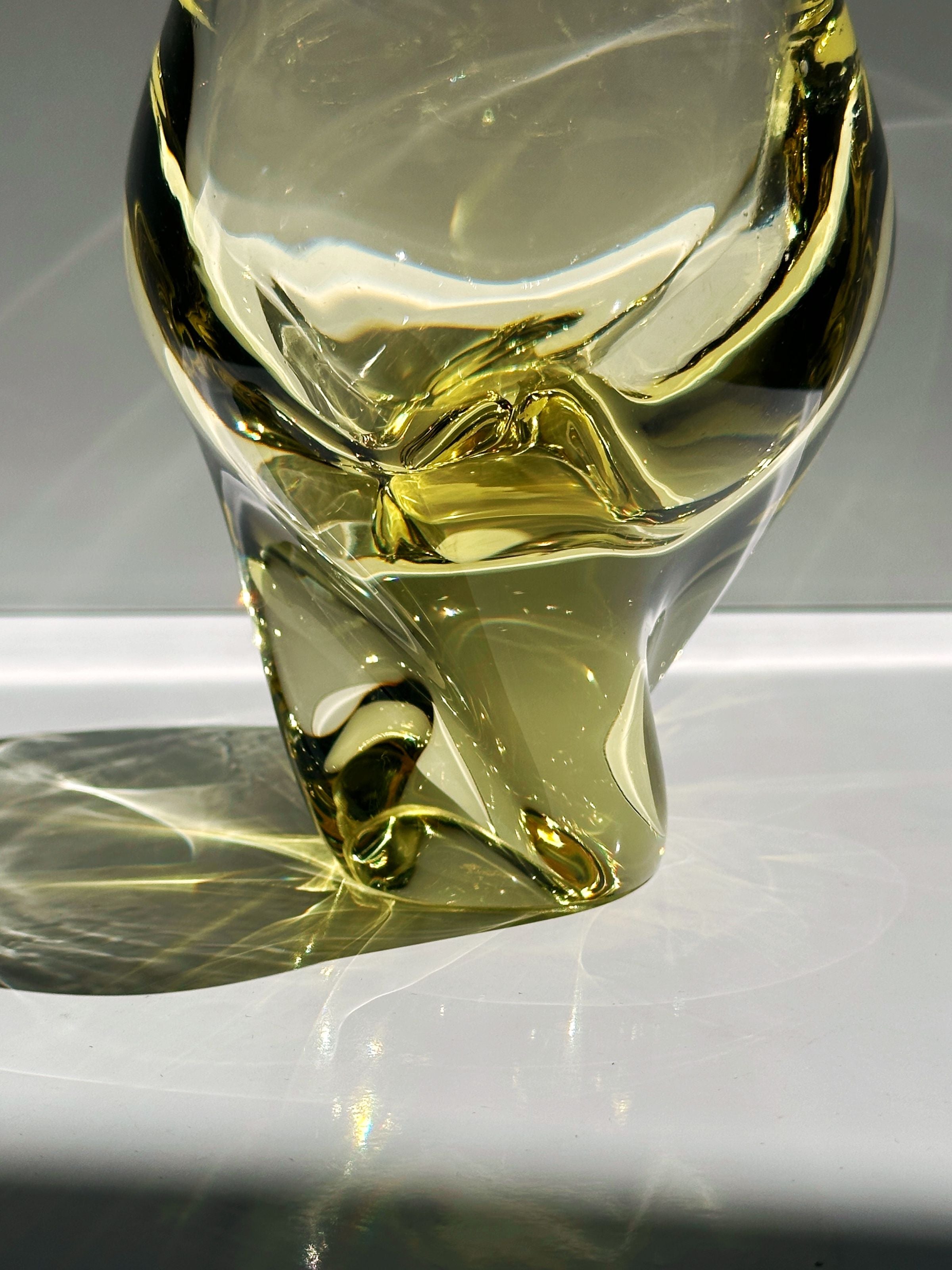 Bohemian Citrine Glass Vase by Miroslav Klinger - 1960s