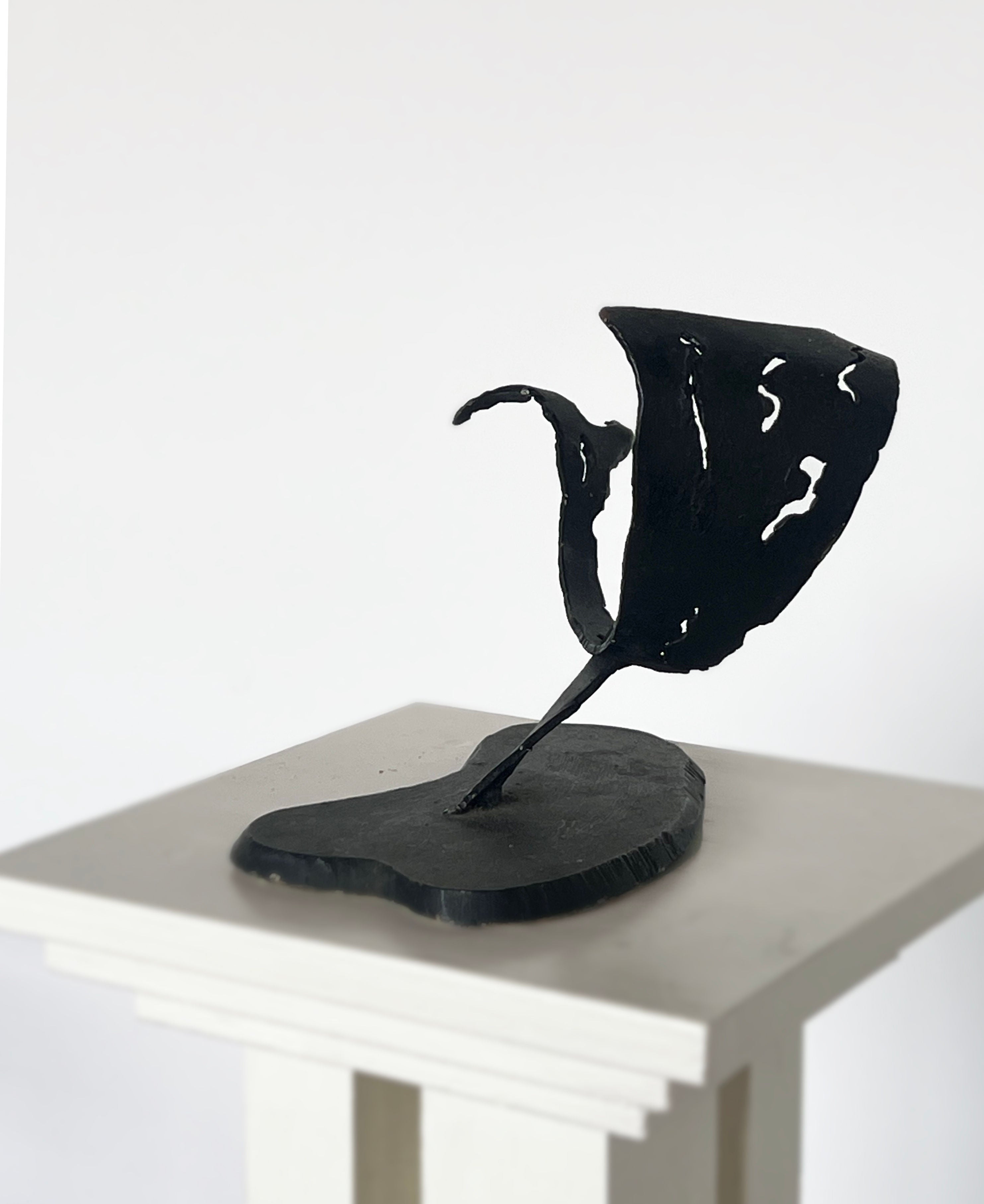 Brutalist iron ribbon sculpture