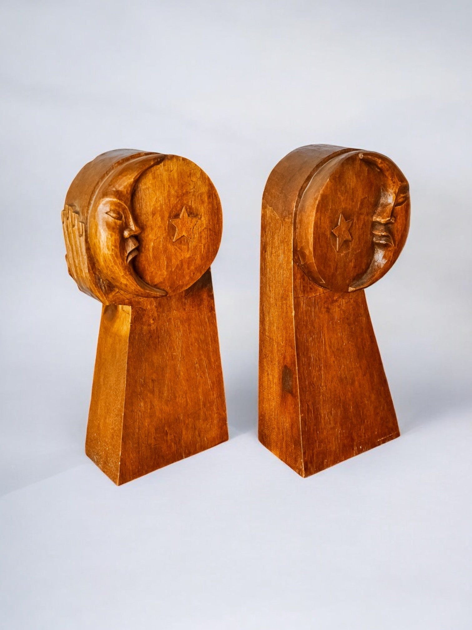 Carved Wood Bookends, France, 1960s