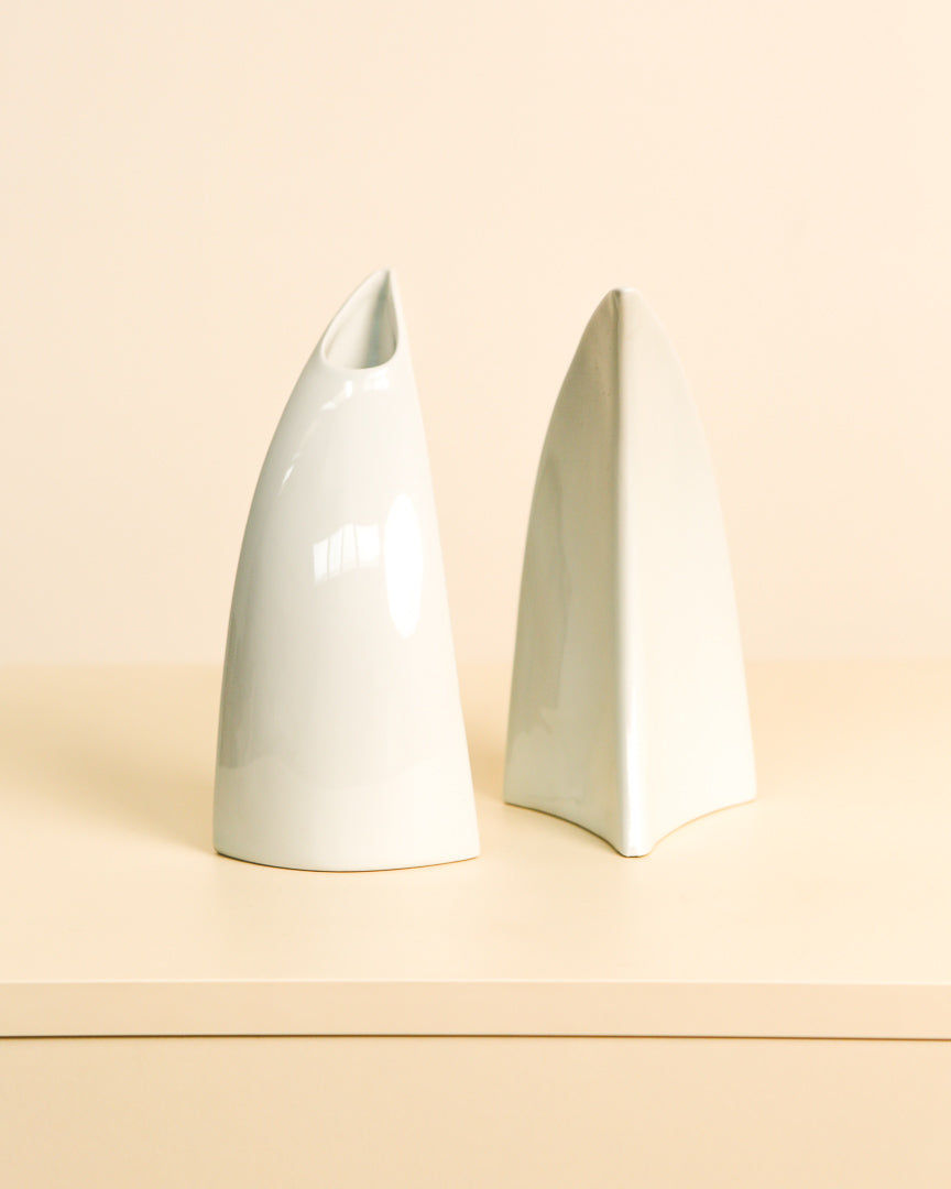Pair of 80's Italian White Ceramic Vases