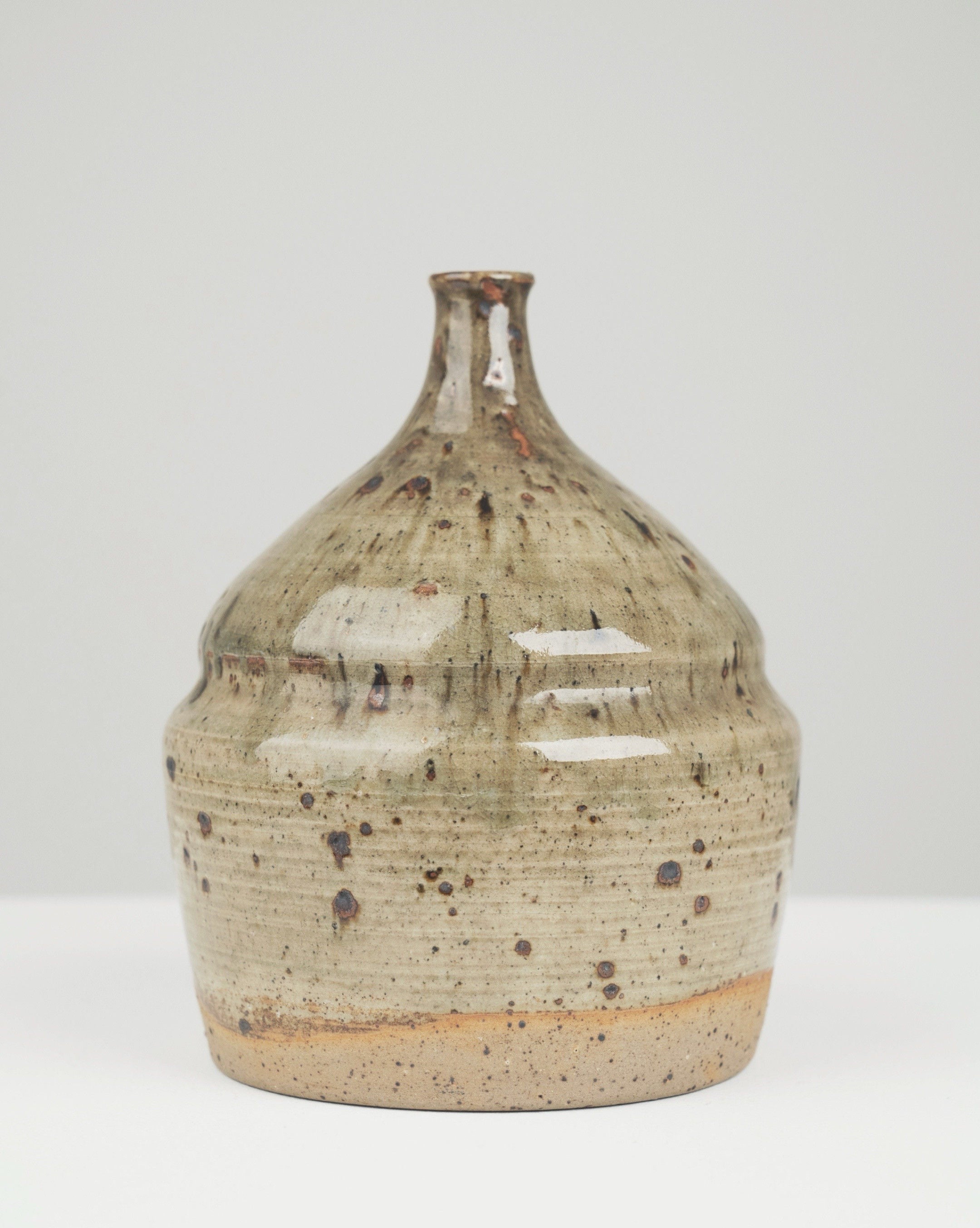 Soliflore ceramic vase by Gustave Tiffoche with speckled glaze