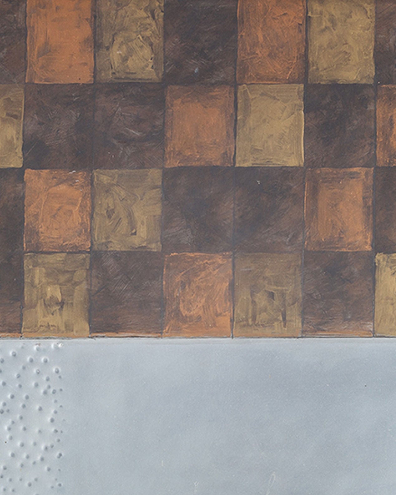 'Dots and Squares', Mixed Media on Metal, by Robin Welch