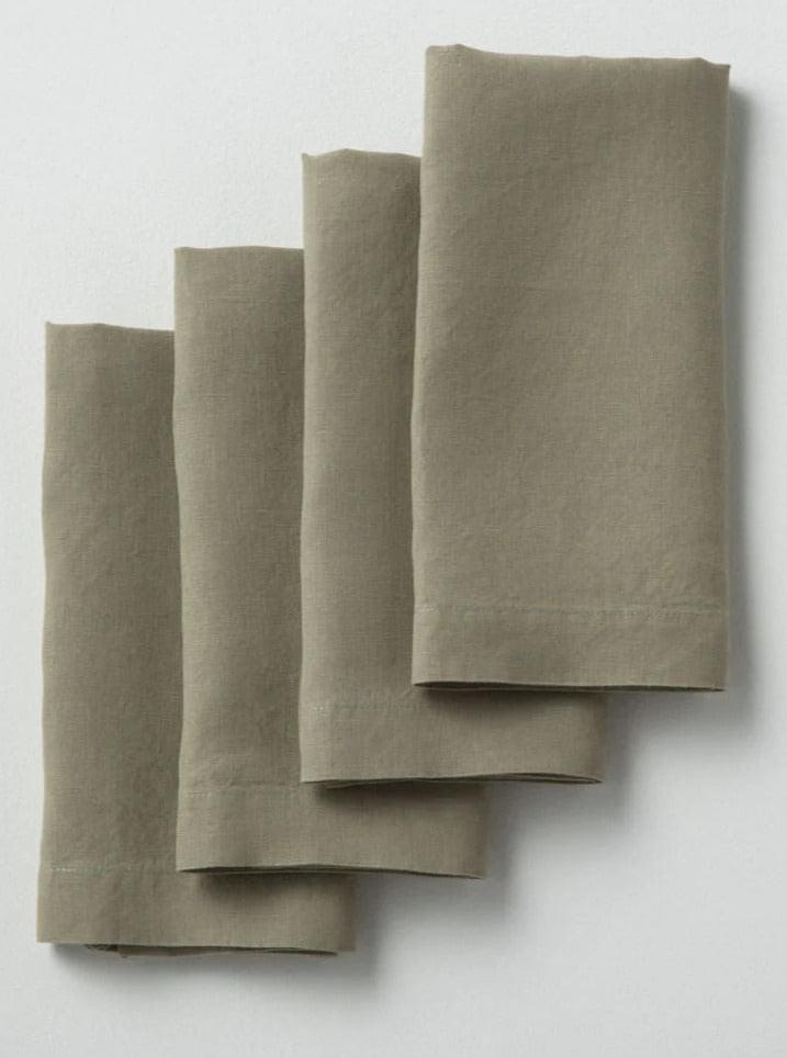 Napkins Set Of 4 Washed Linen Napkins In Sage 45x45 cm MOST