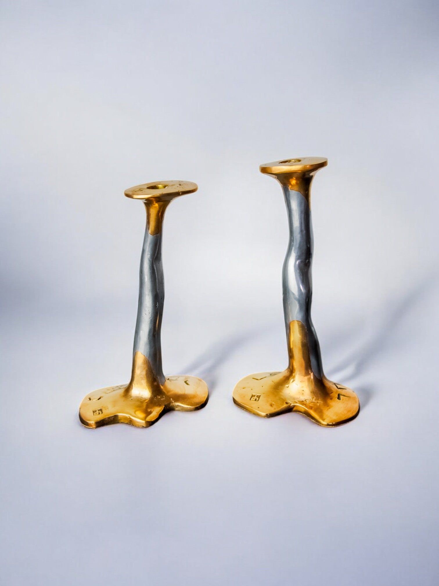 Pair of Brutalist Candleholders by David Marshall, 1970s