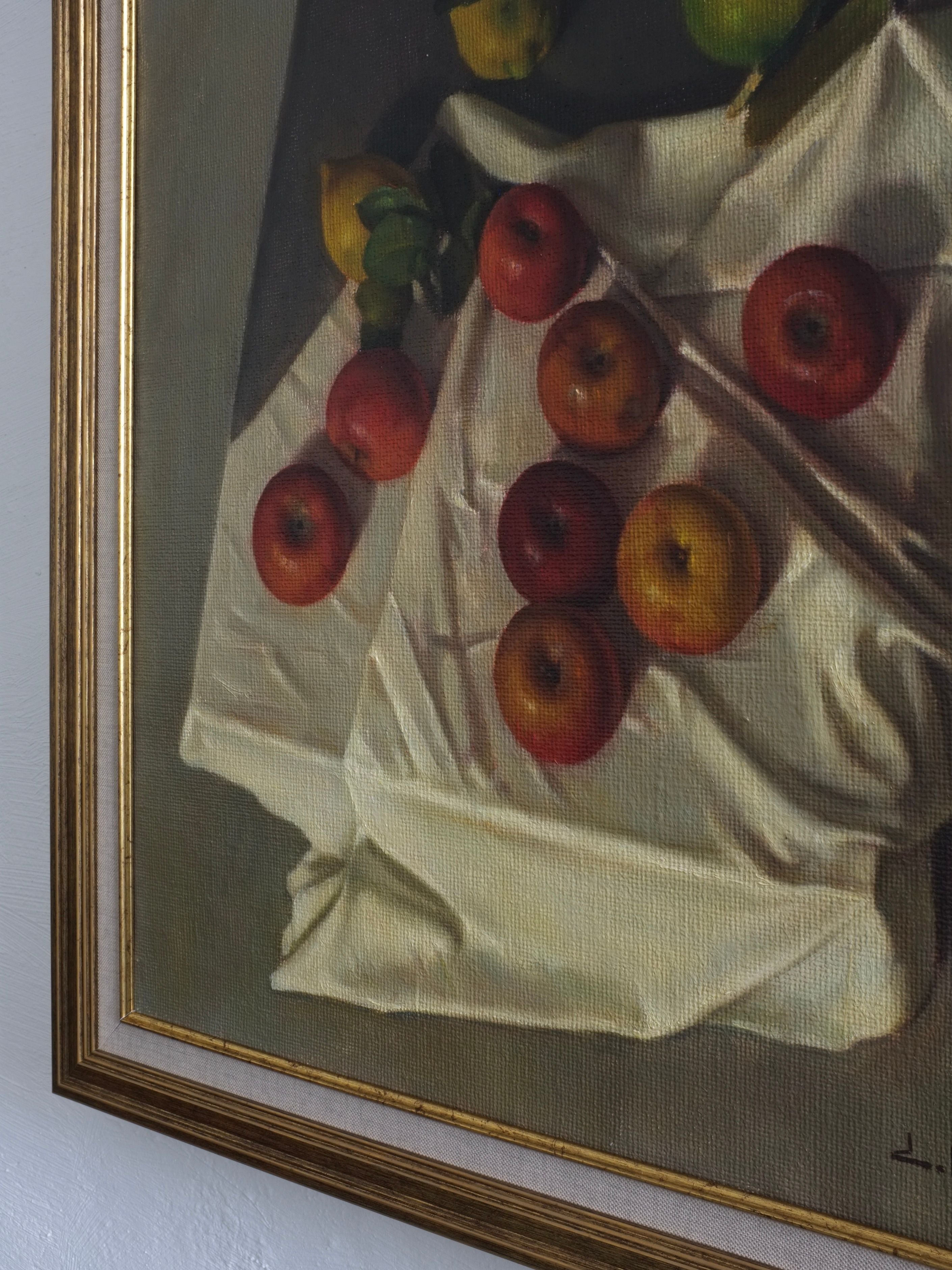 Vintage Realism Still Life Oil Painting by Pipino, Italy
