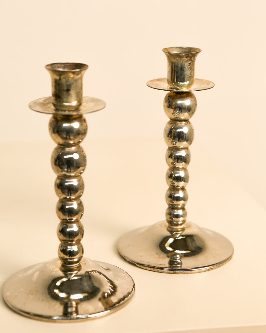 Pair of 60's Italian Metal Candleholders
