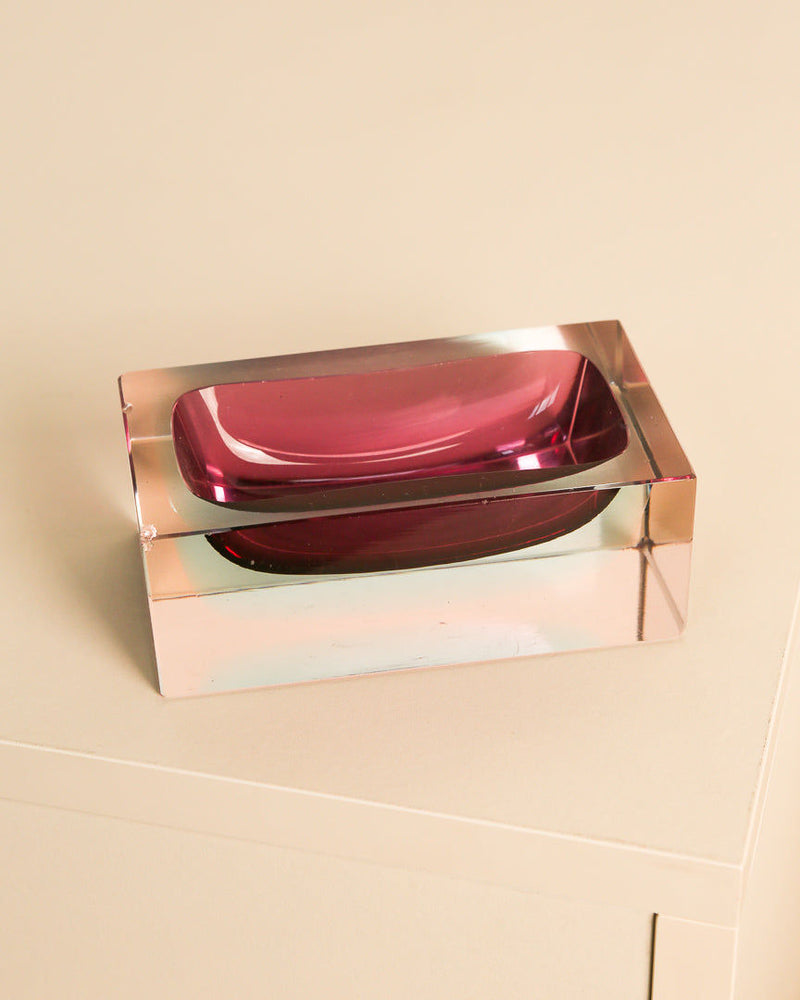 Red Murano glass vide-poche by Flavio Poli for Seguso 1980s