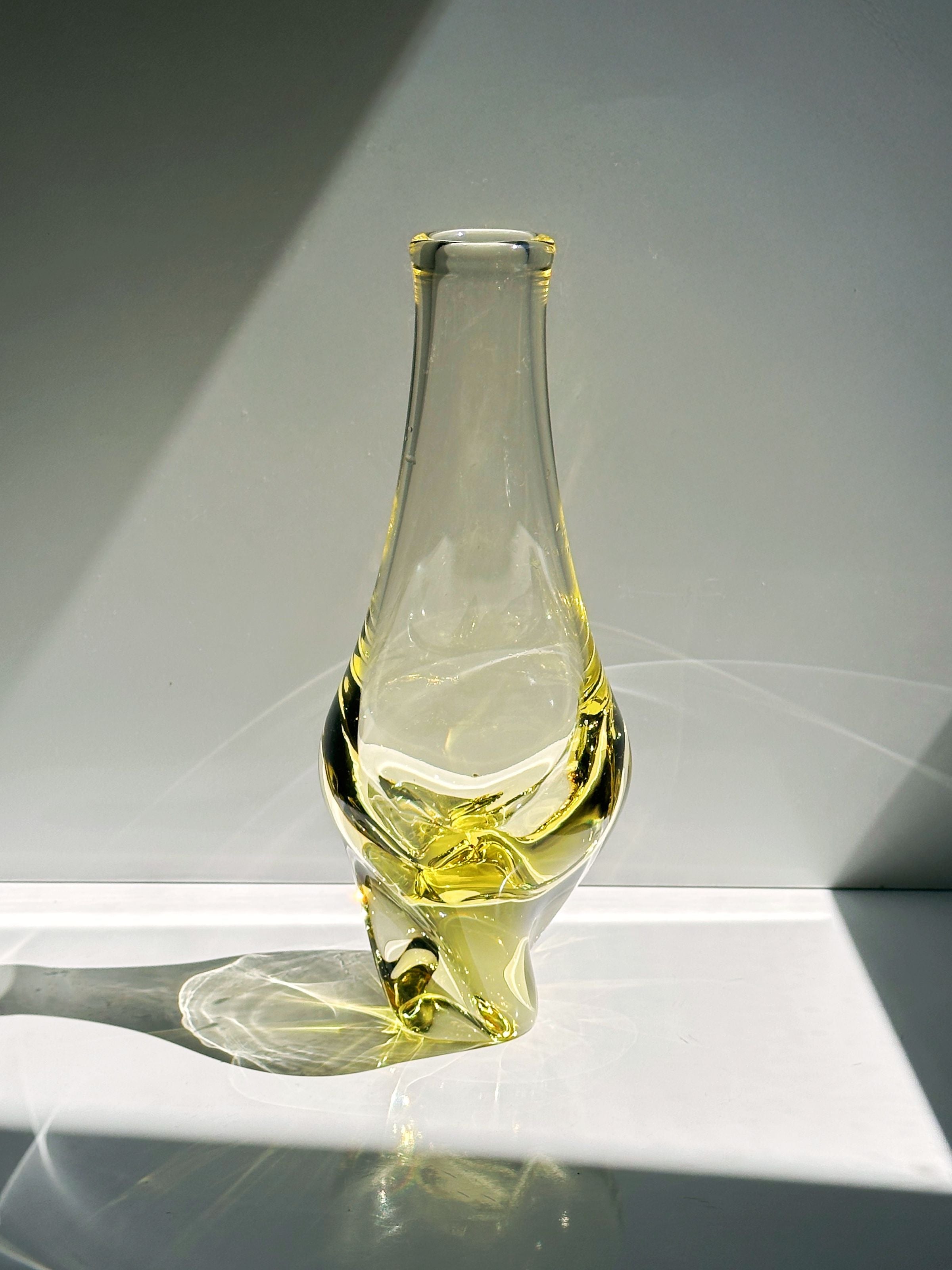 Bohemian Citrine Glass Vase by Miroslav Klinger - 1960s