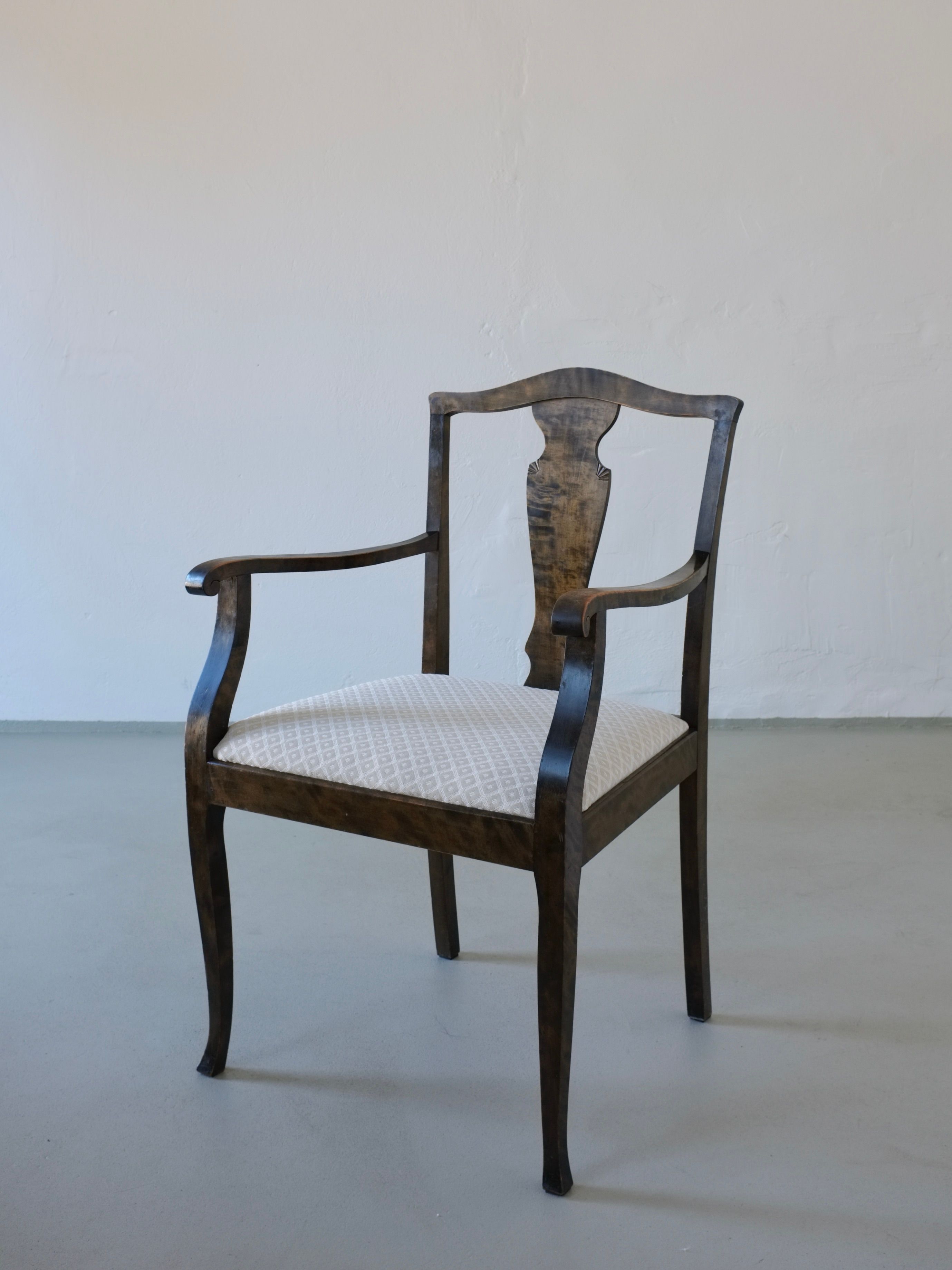 Swedish Grace Satin Birch Dining Chairs, Set of 6, 1920s