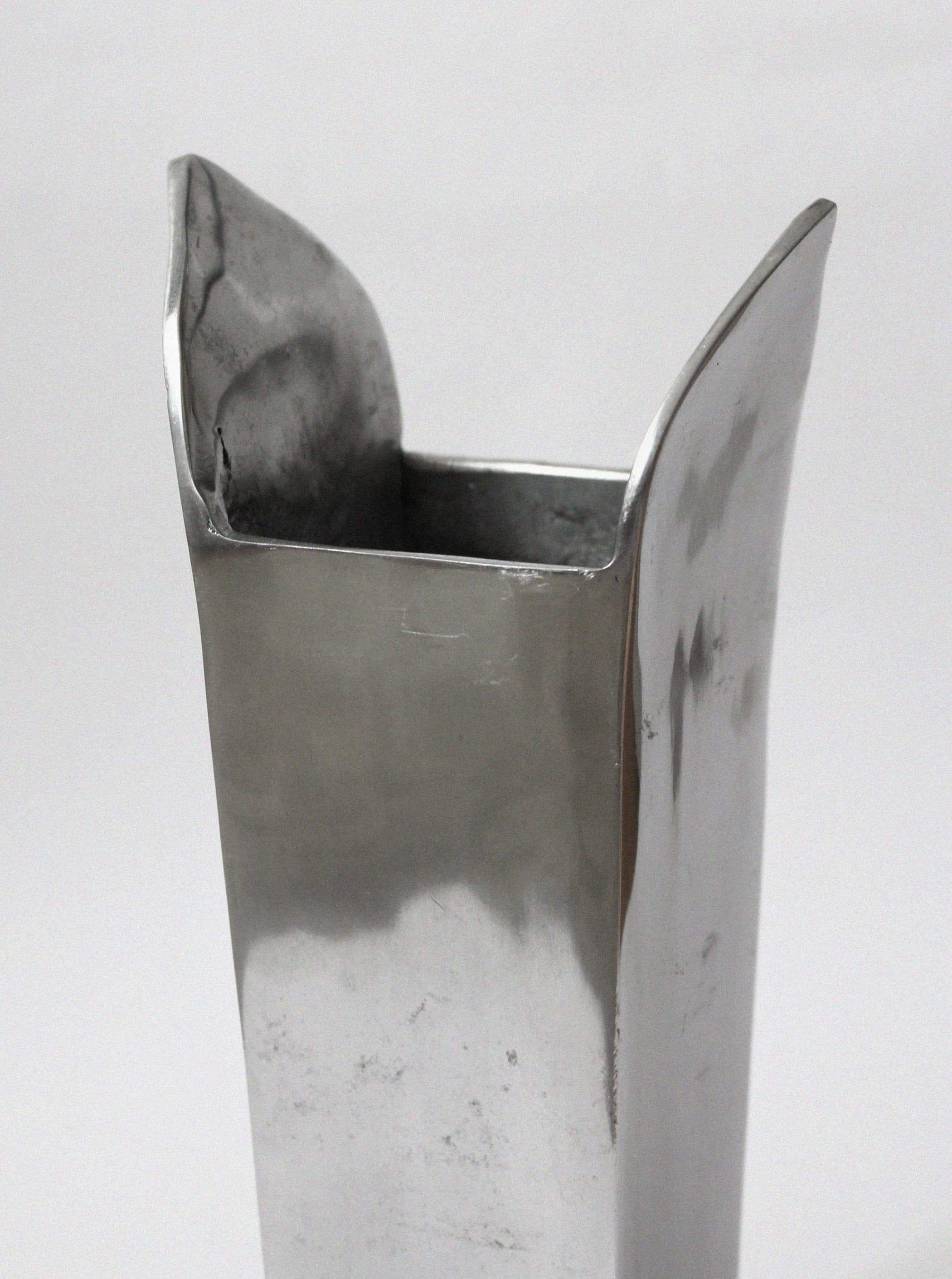 Contemporary Polished Aluminum Tall Vase
