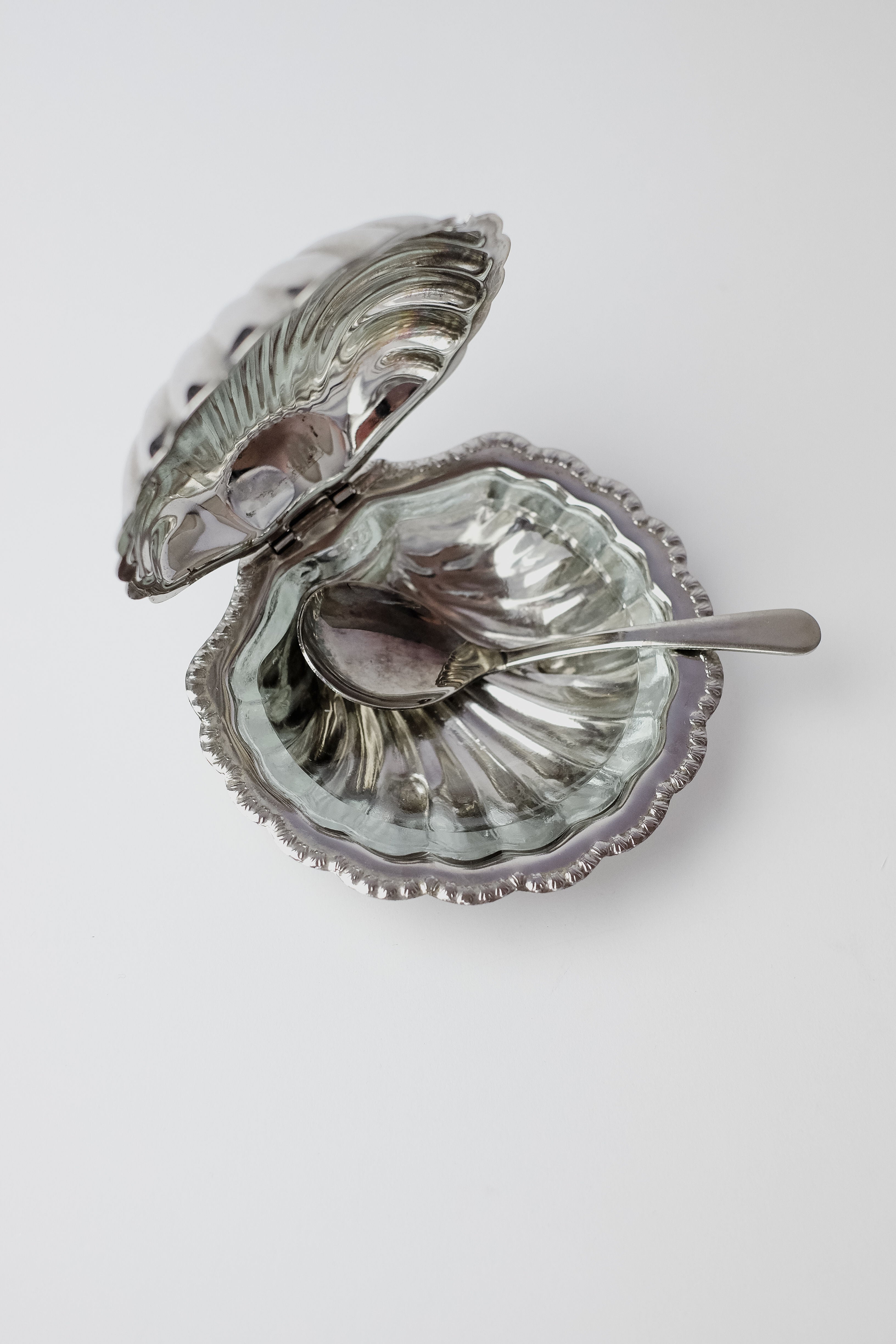 Shell Shaped Butter Dish with Spoon