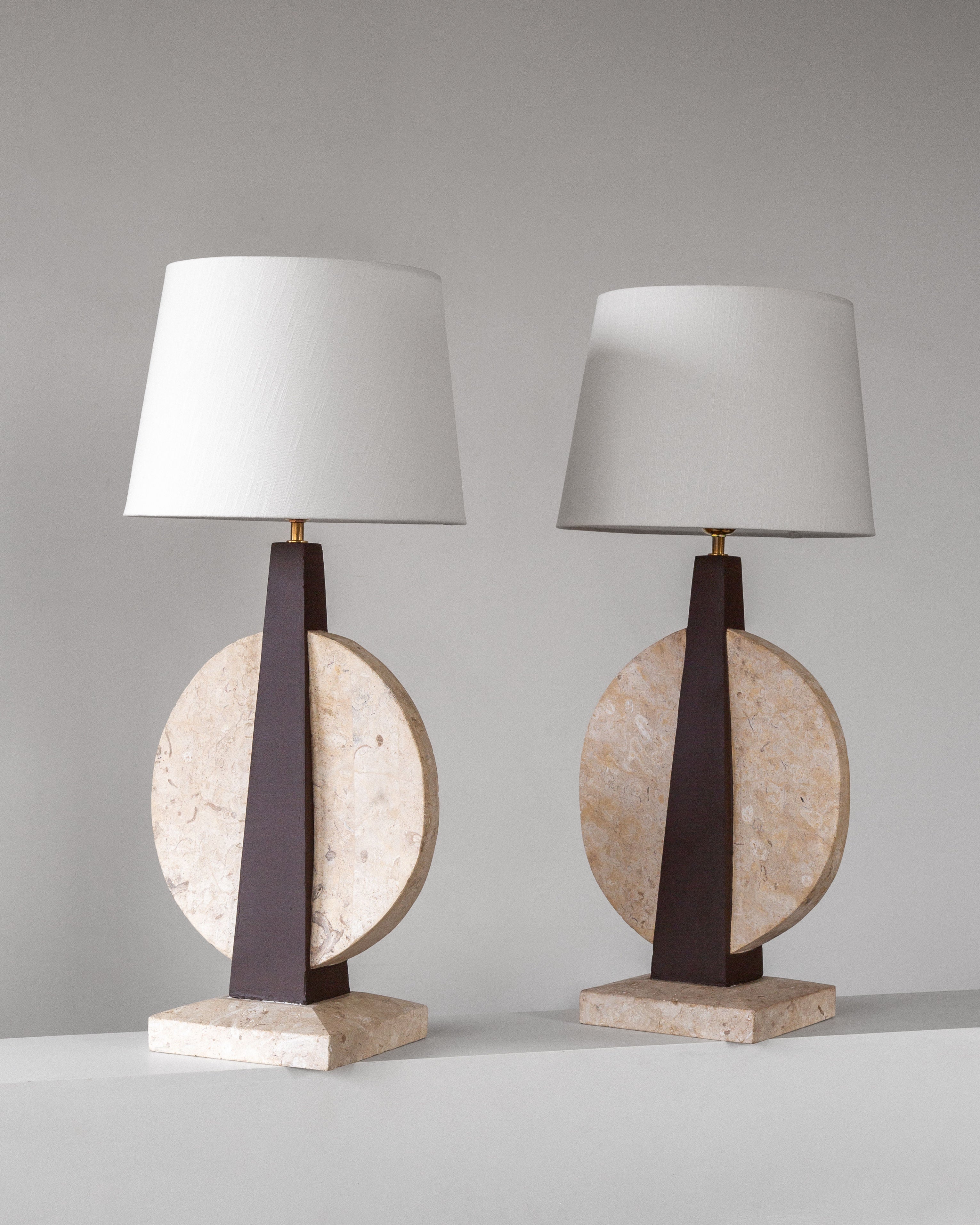 Pair of Large Travertine Table Lamps, 1970s