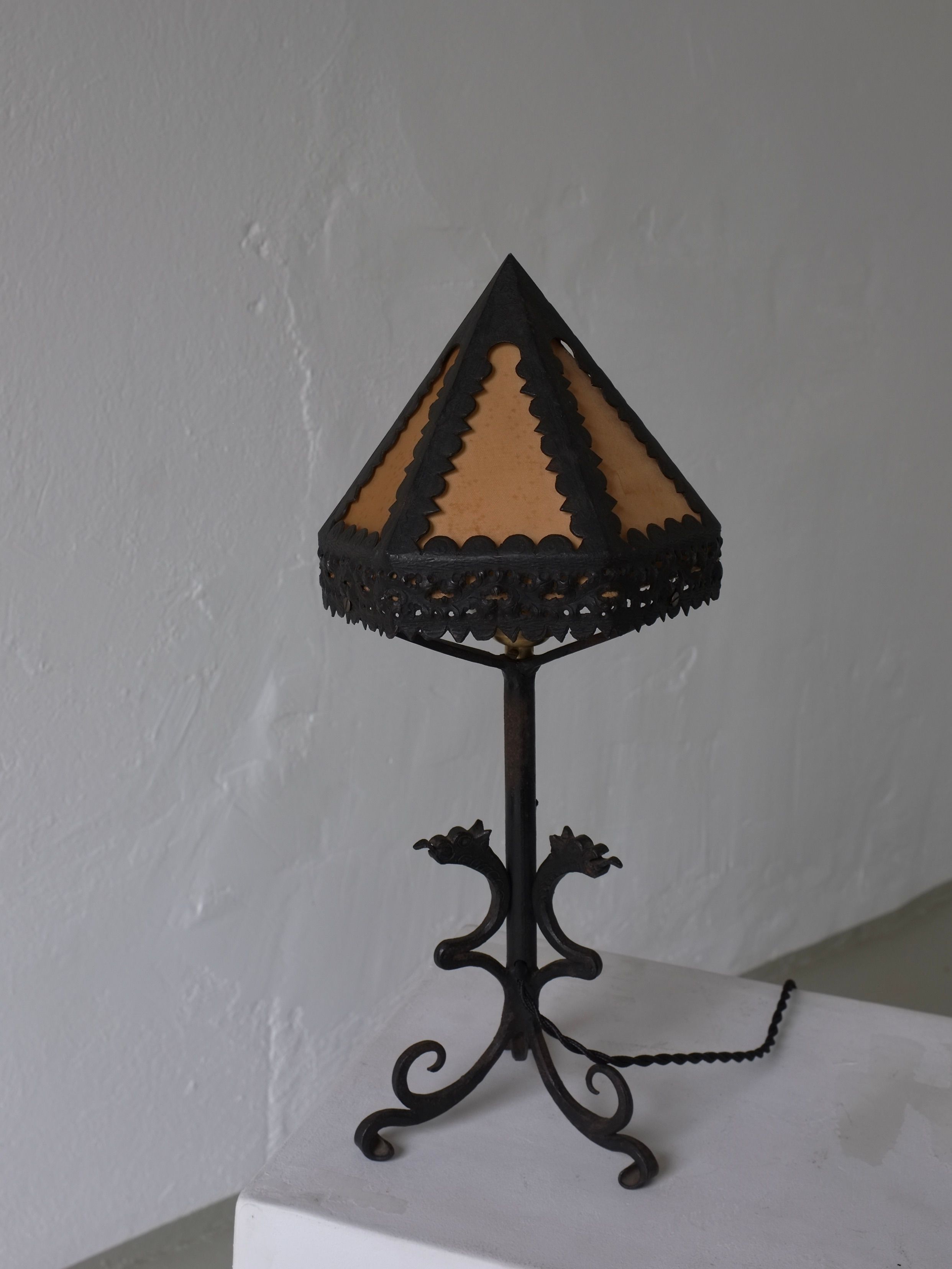 Wrought Iron Dragon Table Lamp, Italy 1910s