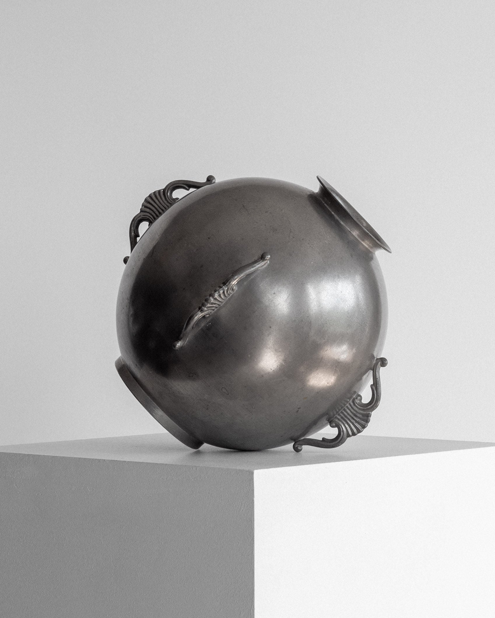 Spherical Art Deco Pewter Vase by C.G. Hallberg, 1929