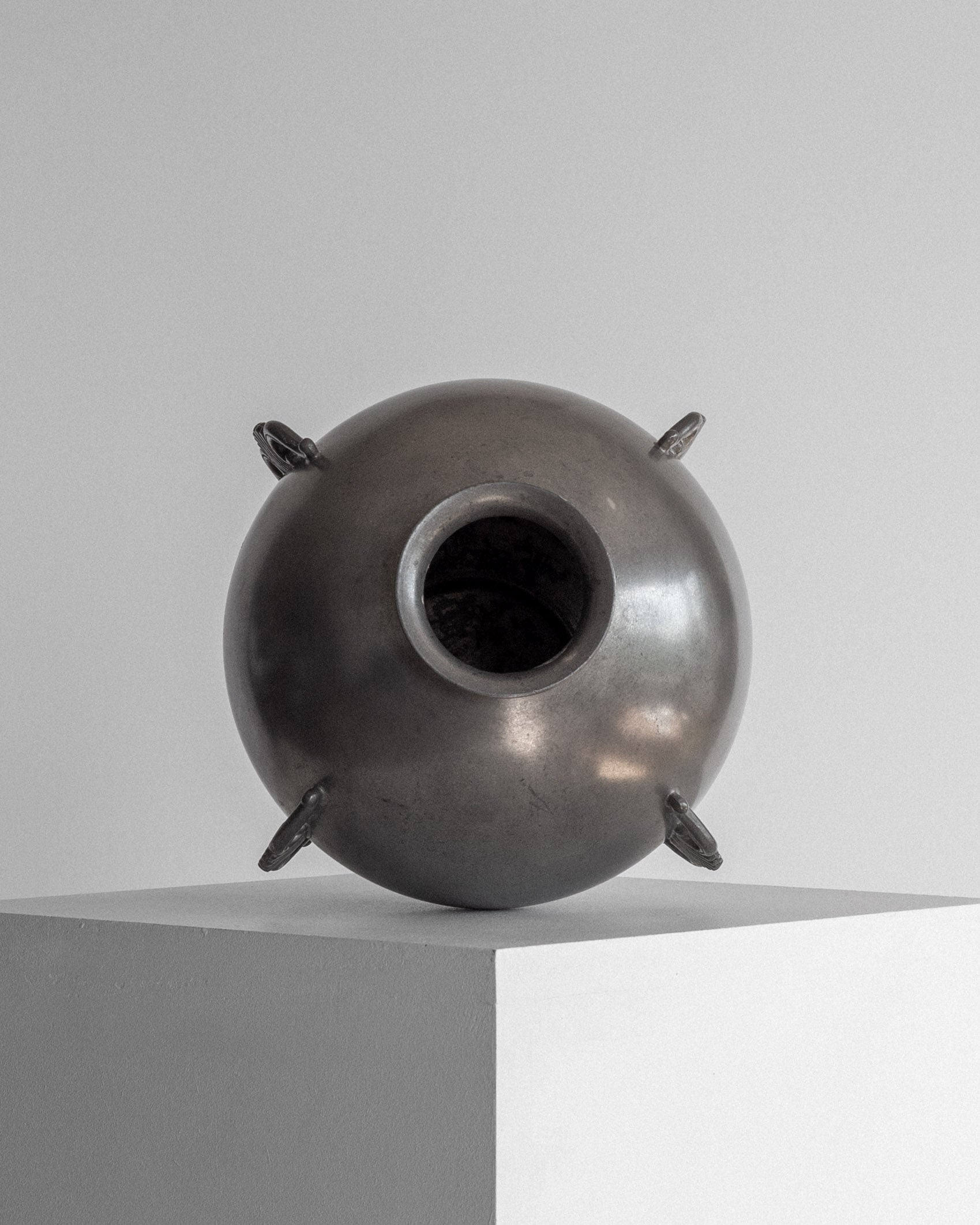 Spherical Art Deco Pewter Vase by C.G. Hallberg, 1929