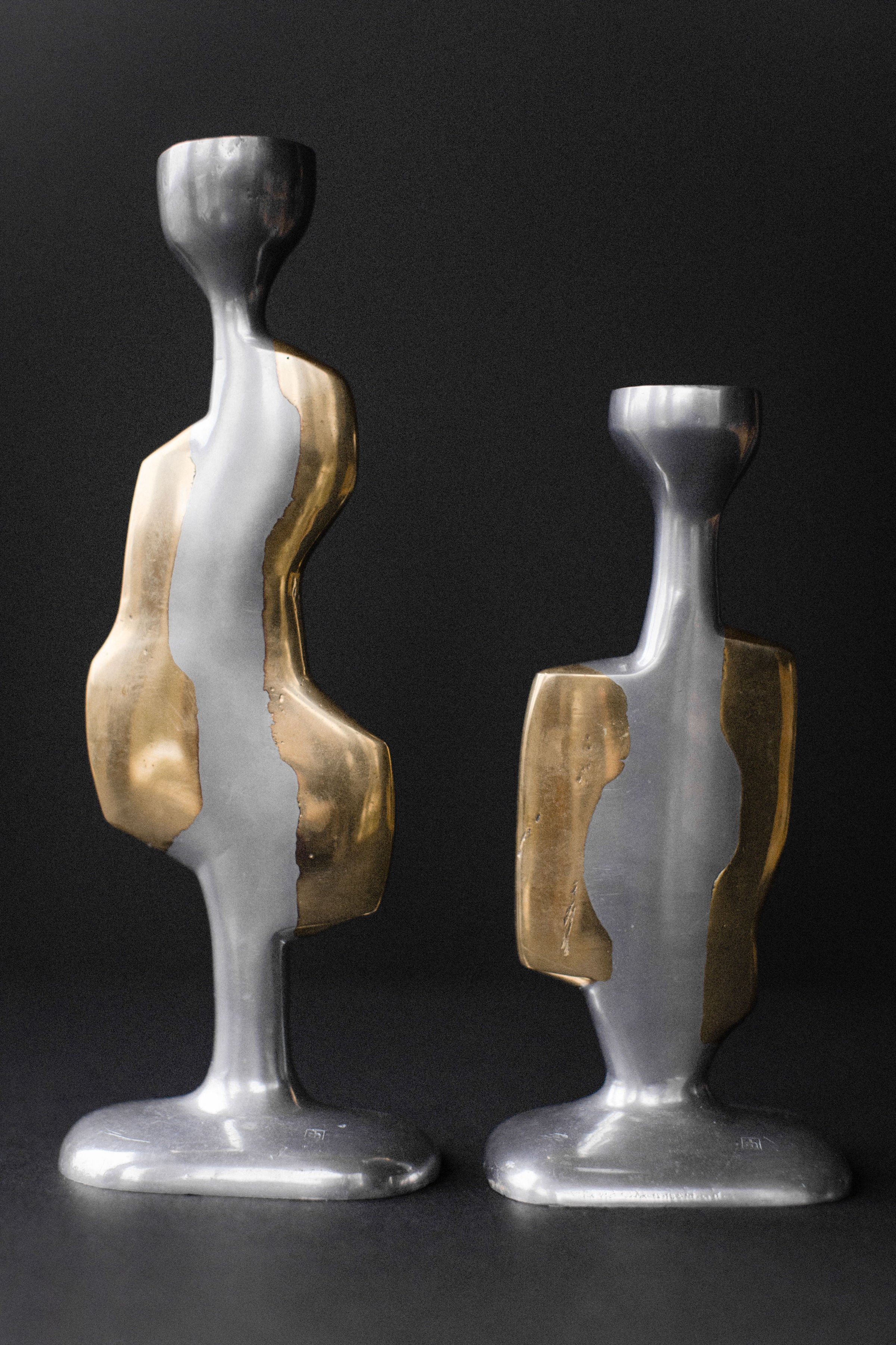 Two Brutalist Candleholders