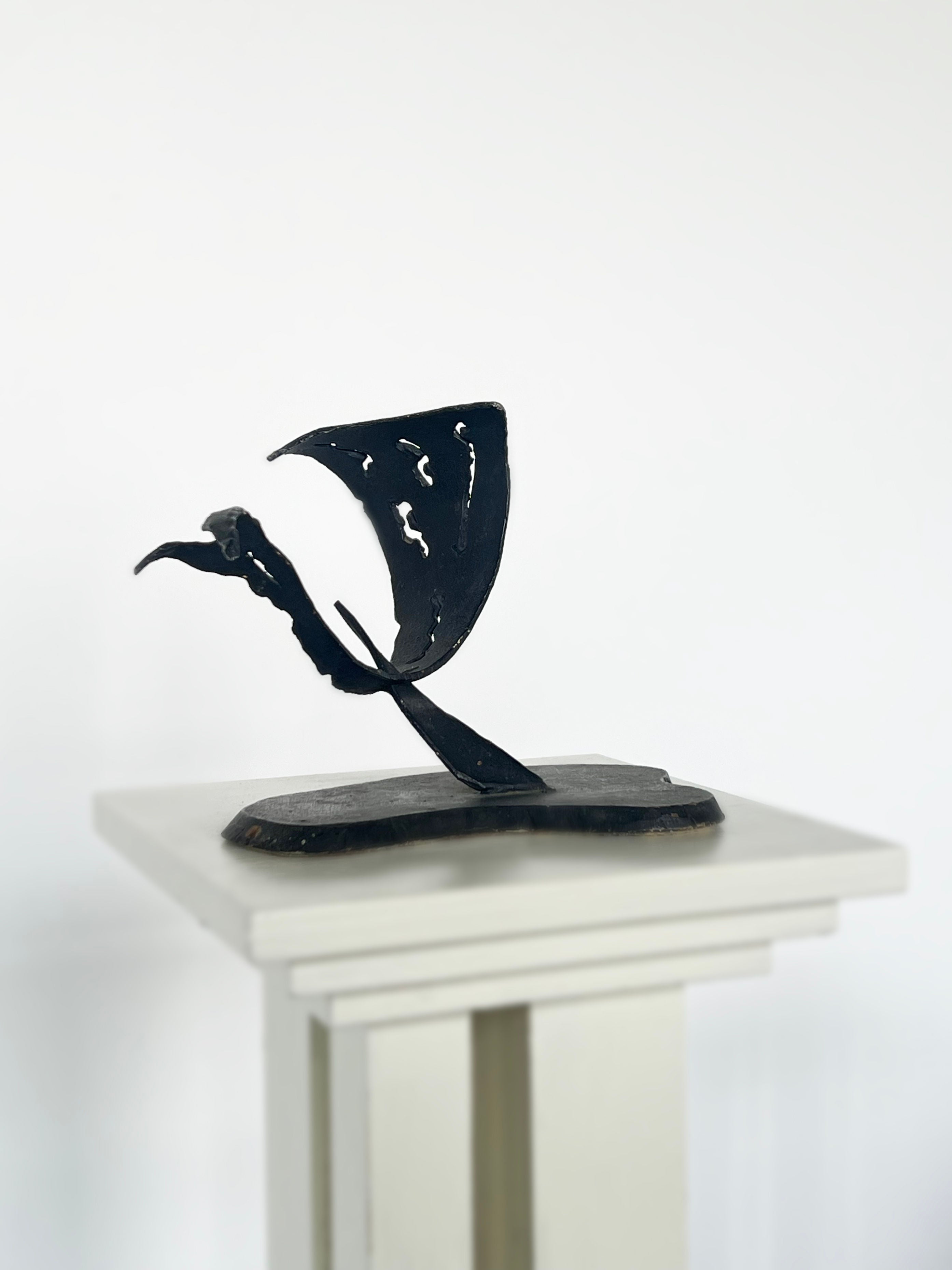Brutalist iron ribbon sculpture