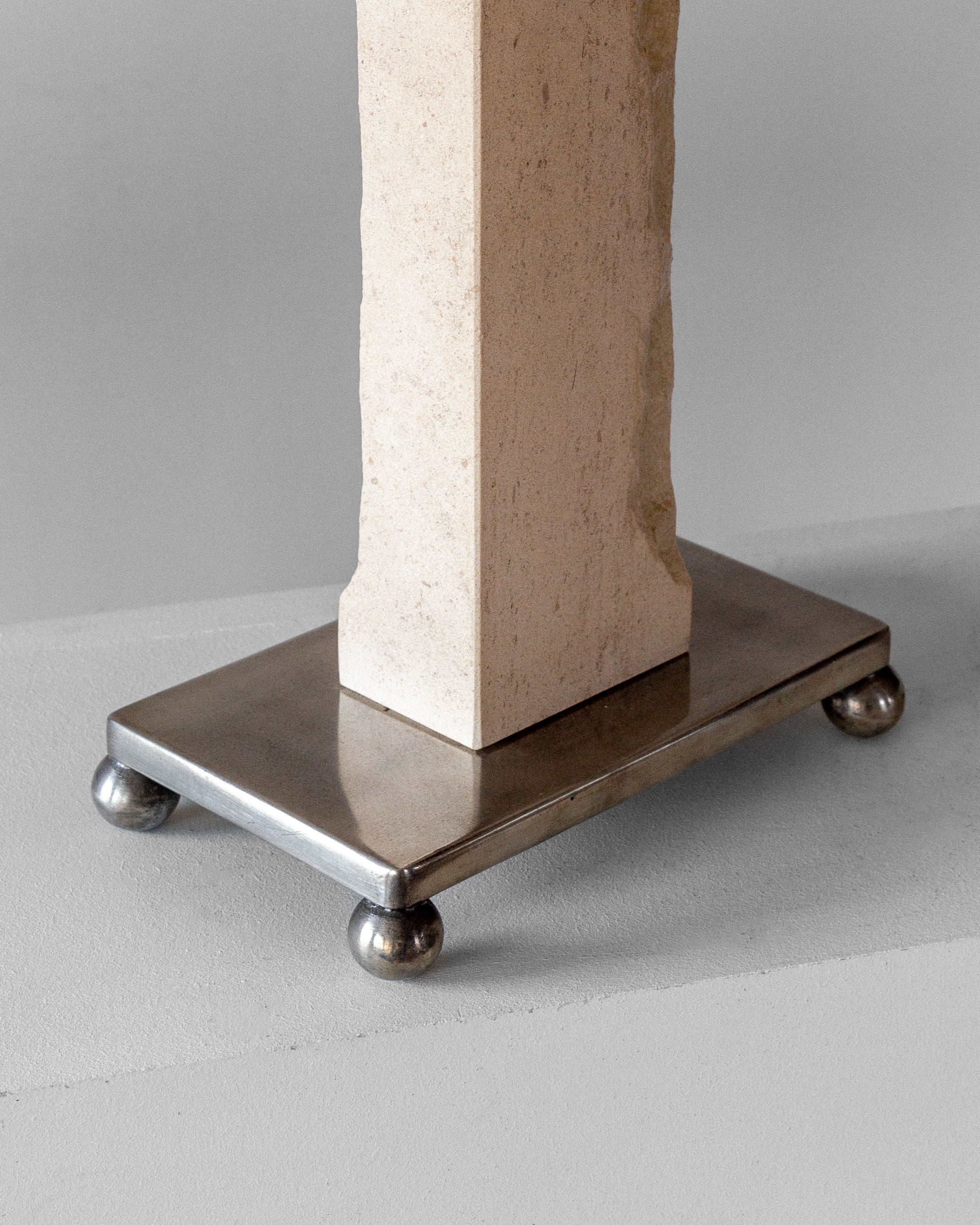 Modernist Travertine and Metal Table Lamp